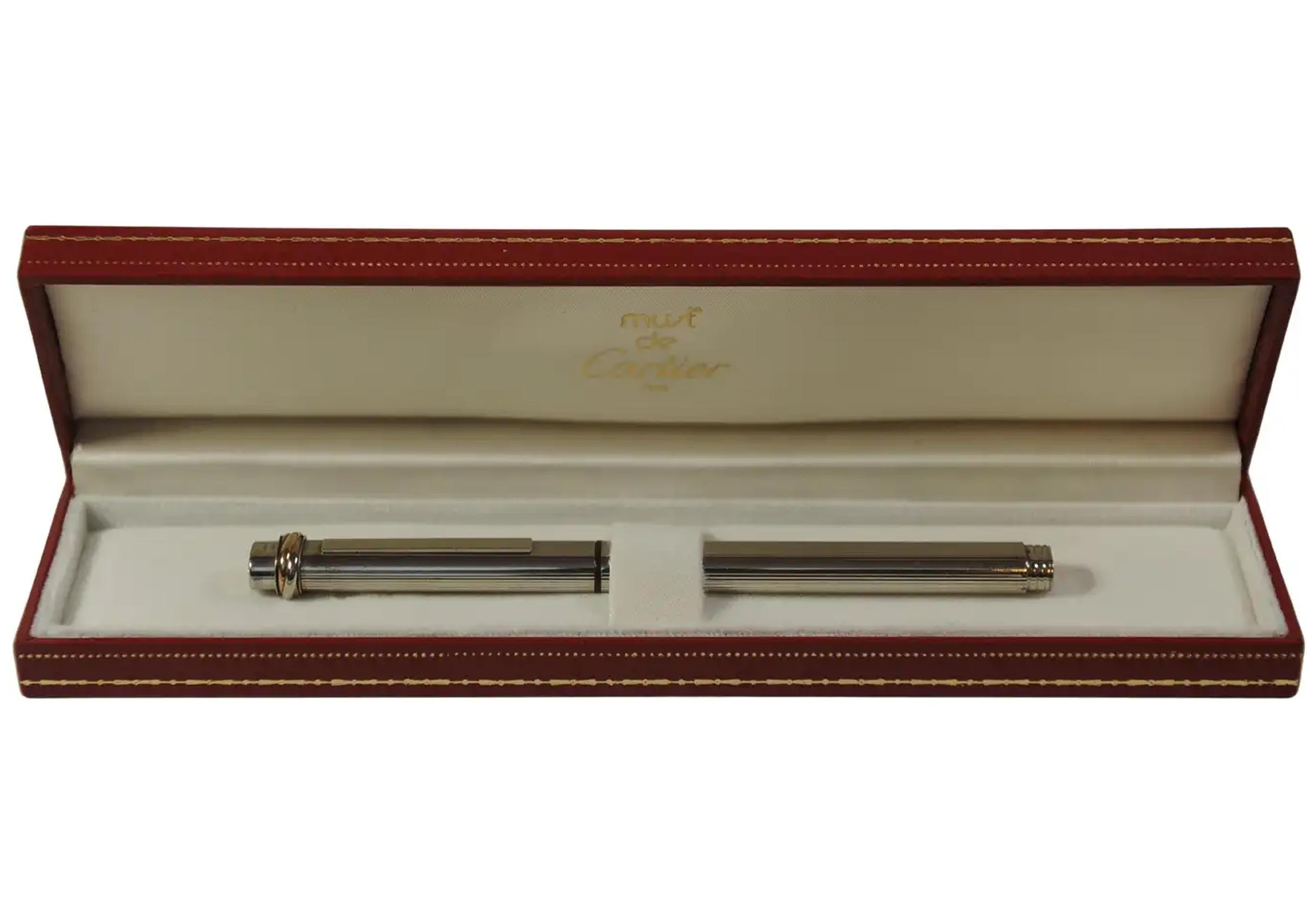 Stilografica Cartier d'epoca con pennino placcato oro 18ct Trinity con scatola e cartucce in vendita 8