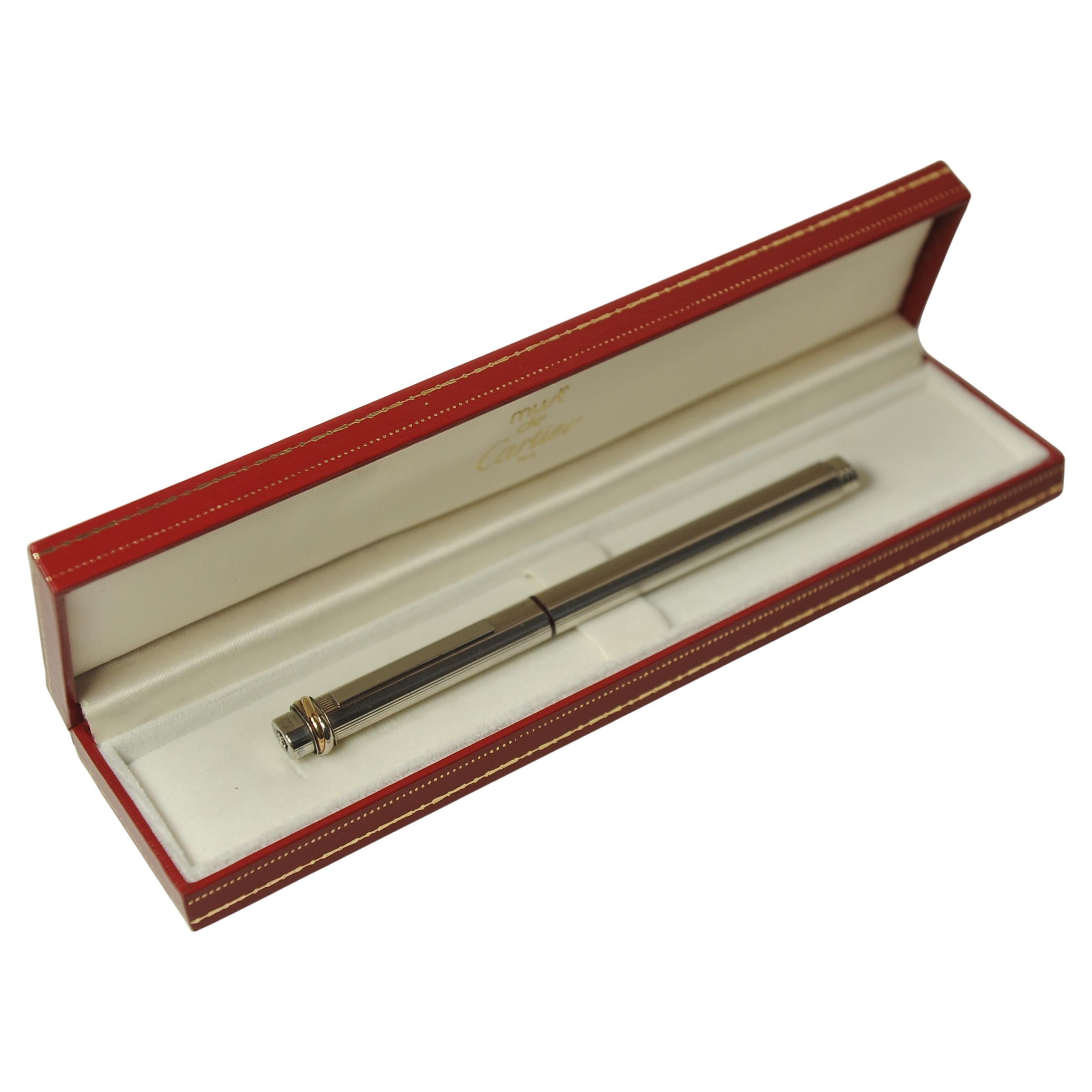 Vintage Cartier 18ct Gold Plated Nib Trinity Fountain Pen With Box & Cartridges