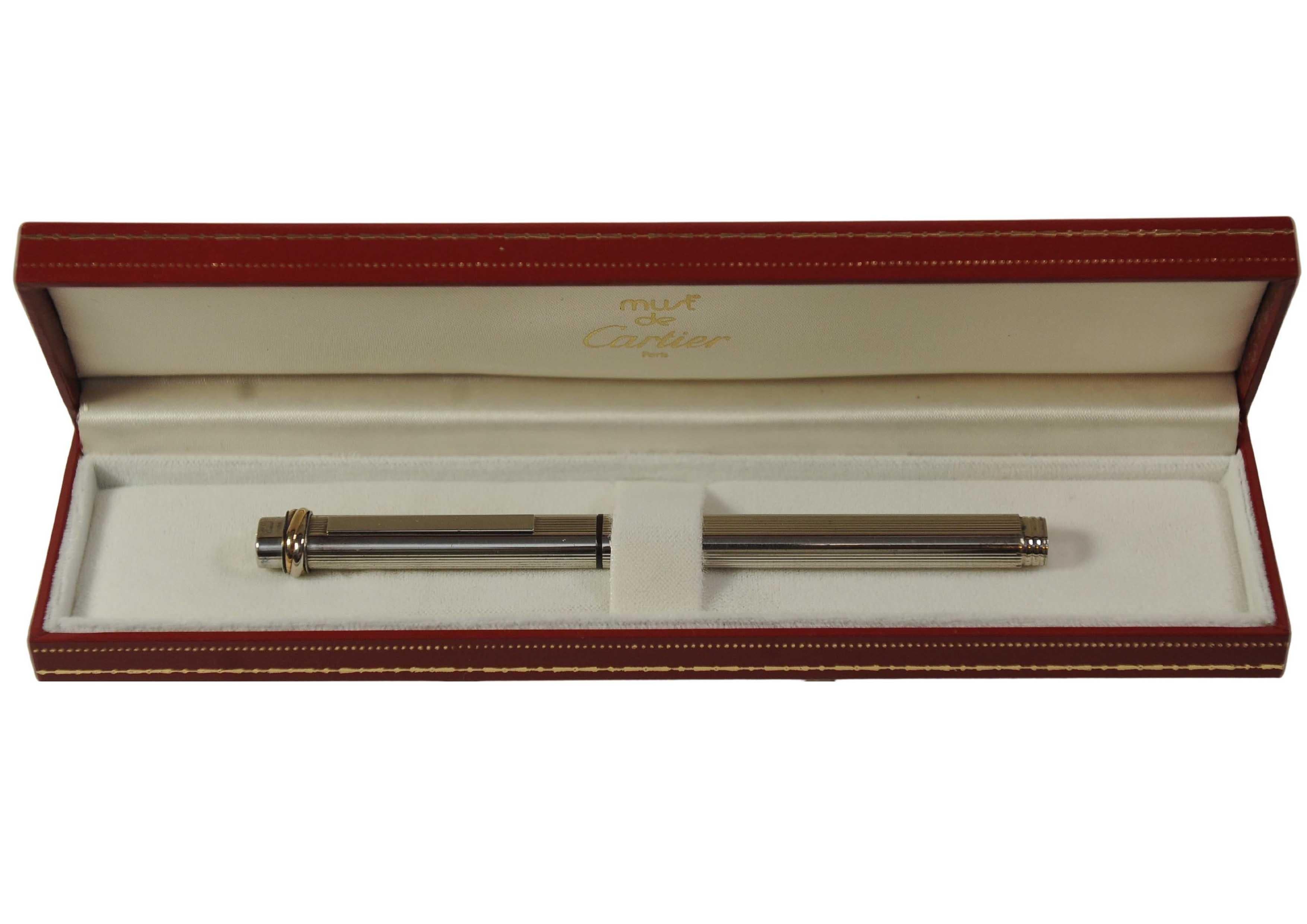 Stilografica Cartier d'epoca con pennino placcato oro 18ct Trinity con scatola e cartucce in vendita 5