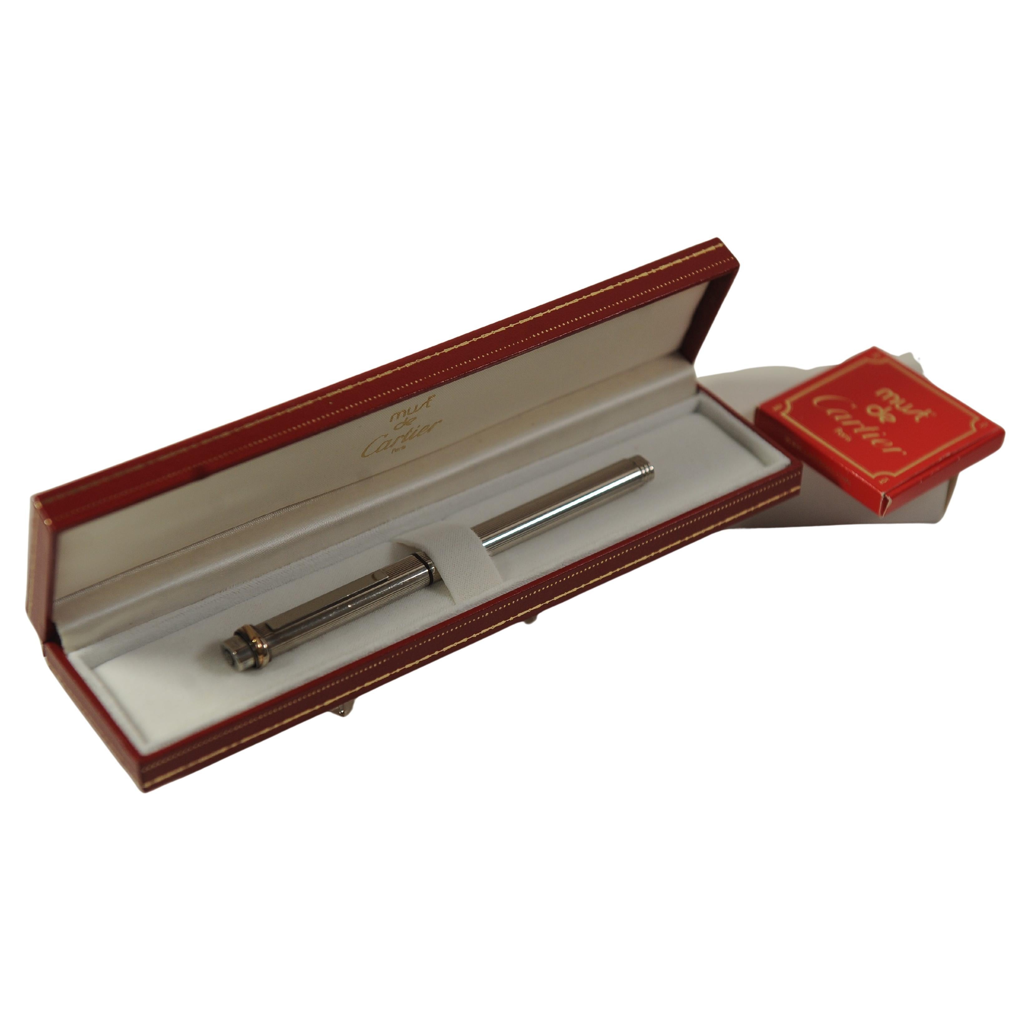 Stilografica Cartier d'epoca con pennino placcato oro 18ct Trinity con scatola e cartucce In condizioni buone in vendita a Reading, Berkshire