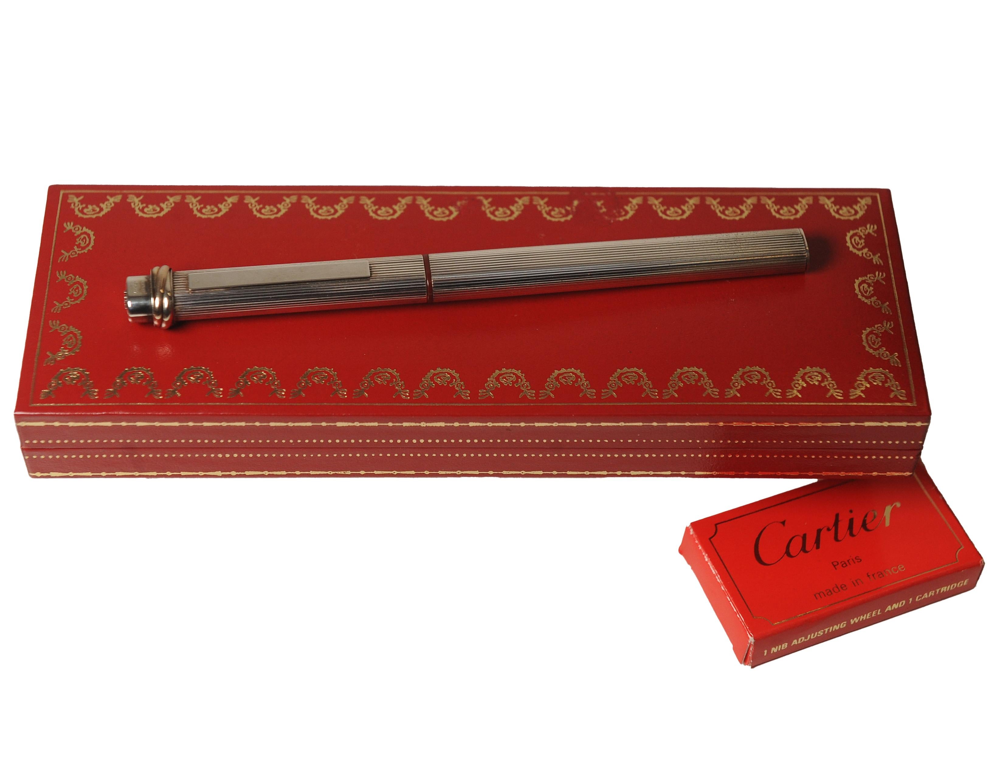 18 Karat vergoldeter Trinity-Brunnenstift von Cartier im Vintage-Stil mit Schachtel und Karton