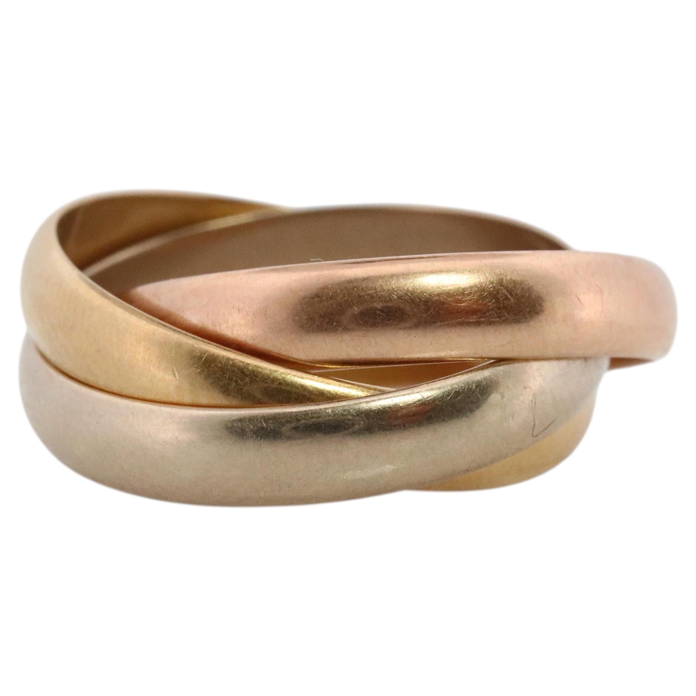 Vintage CARTIER 18k 750 Tricolor Rolling Ring, Vintage. Must de Cartier Trinity-Ring