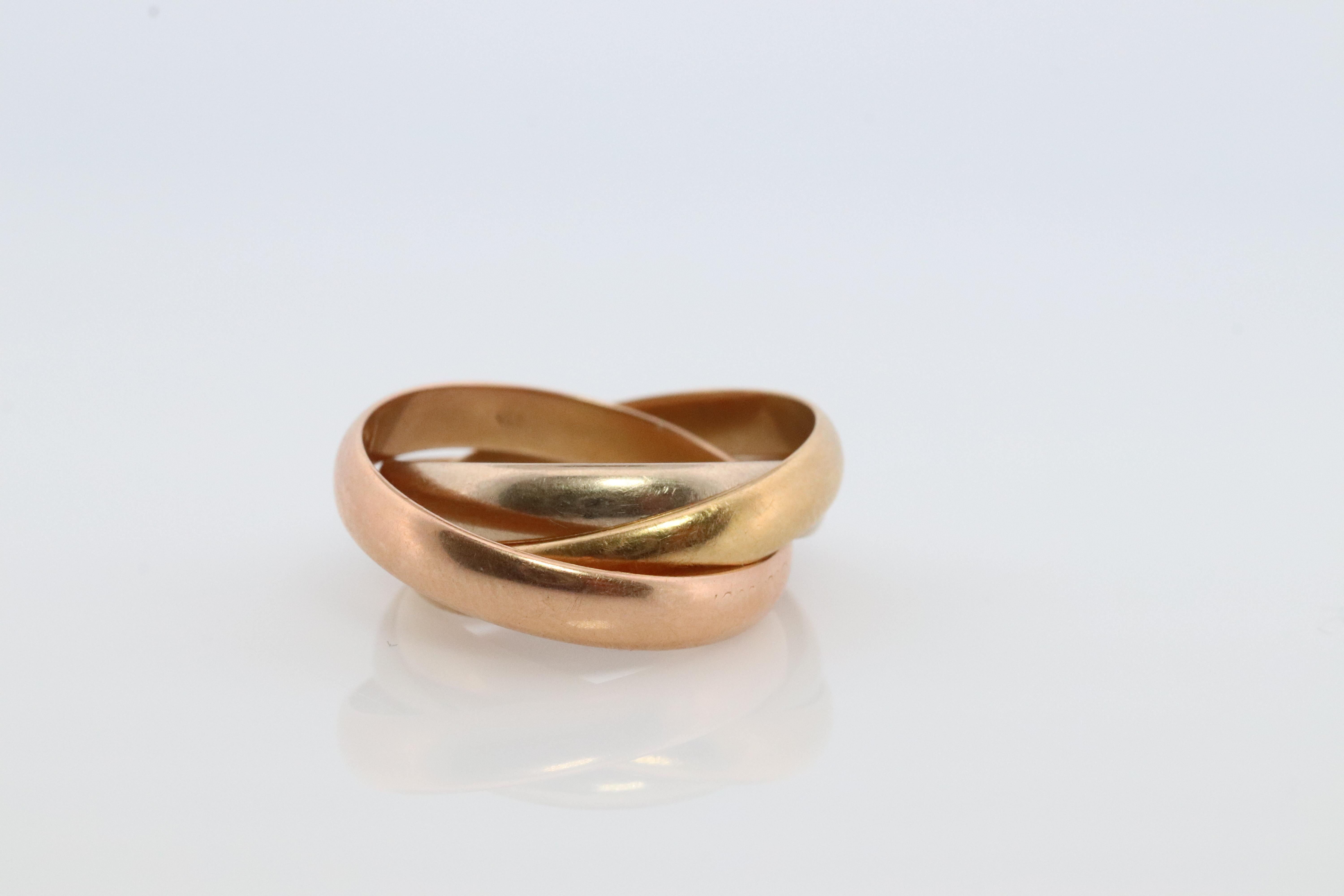 Vintage CARTIER 18k 750 Tricolor Rolling Ring, Vintage. Must de Cartier Dreifachring. Band Damen