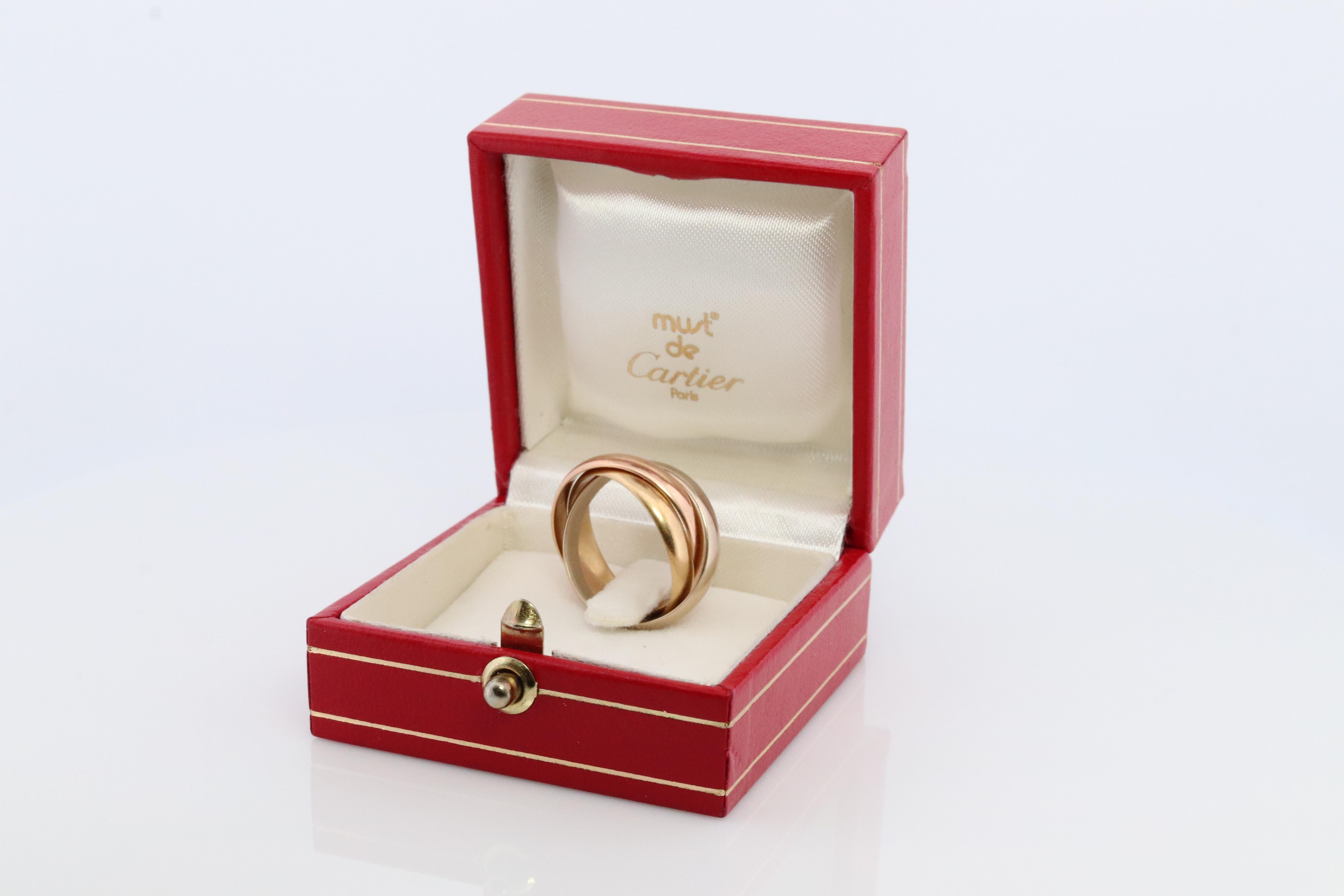 Vintage CARTIER 18k 750 Tricolor Rolling Ring, Vintage. Must de Cartier Dreifachring. Band 2