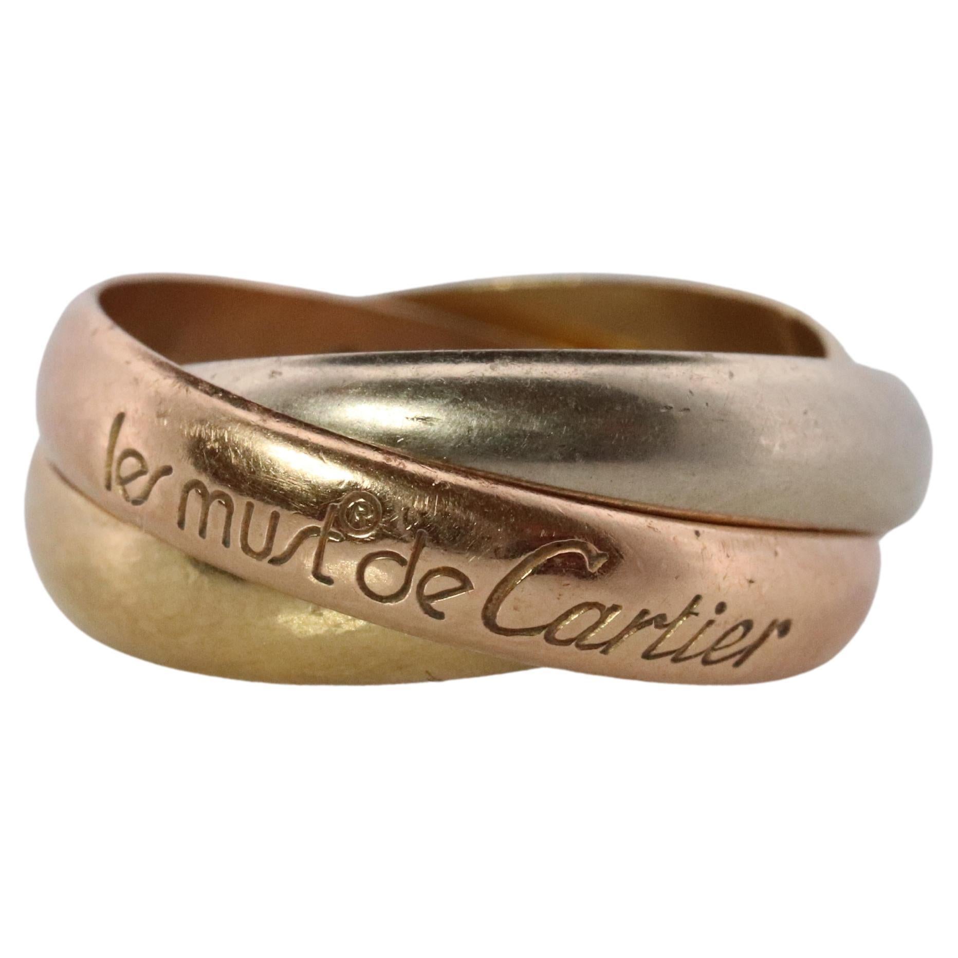Vintage CARTIER 18k 750 Tricolor Rolling Ring, Vintage. Must de Cartier Dreifachring. Band