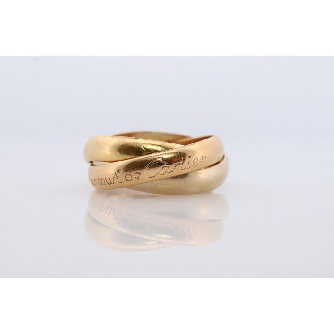 Cartier 18k 750 Tricolor Rolle d'epoca. Anello triplo Must de Cartier. in vendita 1