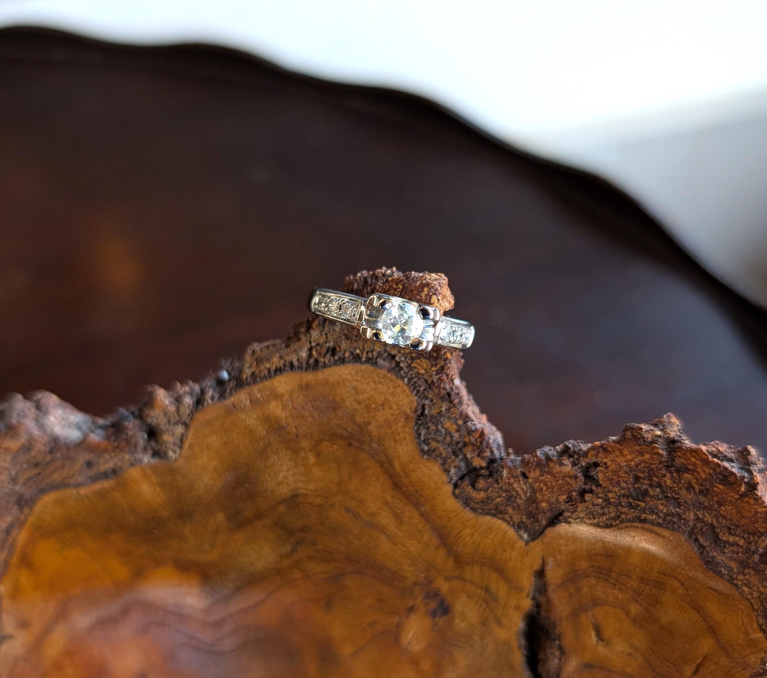 Anello di diamanti d'epoca Cartier 18k per il fidanzamento in oro bianco massiccio, firmato taglia 6 US in vendita 6