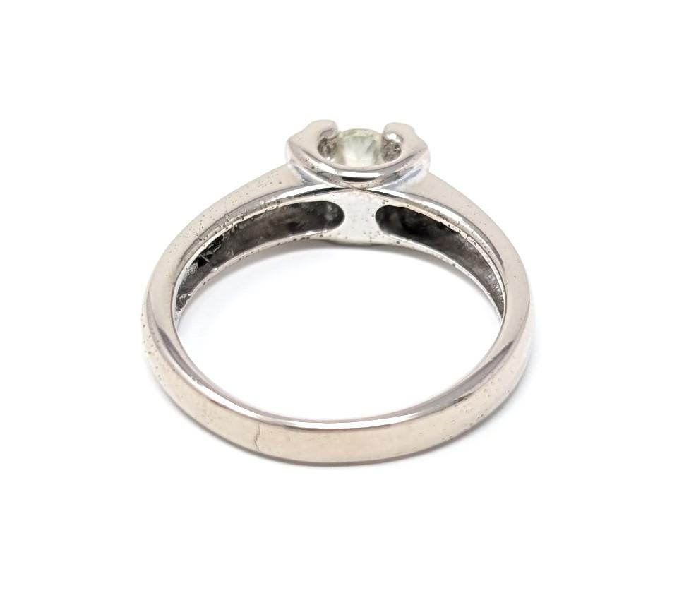 Round Cut Vintage Cartier 18k Diamond Ring Engagement Solid White Gold Signed US Size 6 For Sale