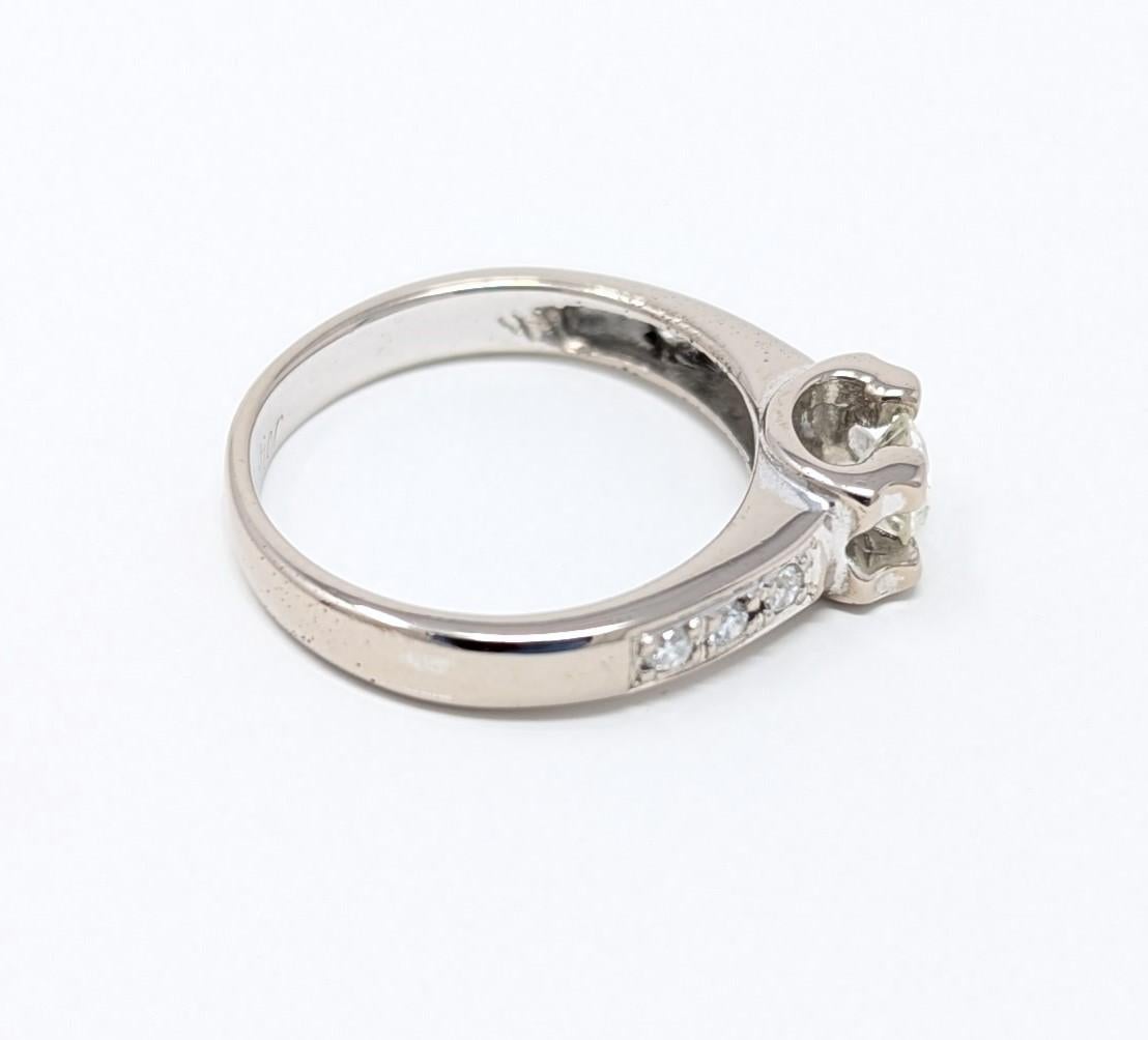 Vintage Cartier 18k Diamond Ring Engagement Solid White Gold Signed US Size 6 For Sale 1