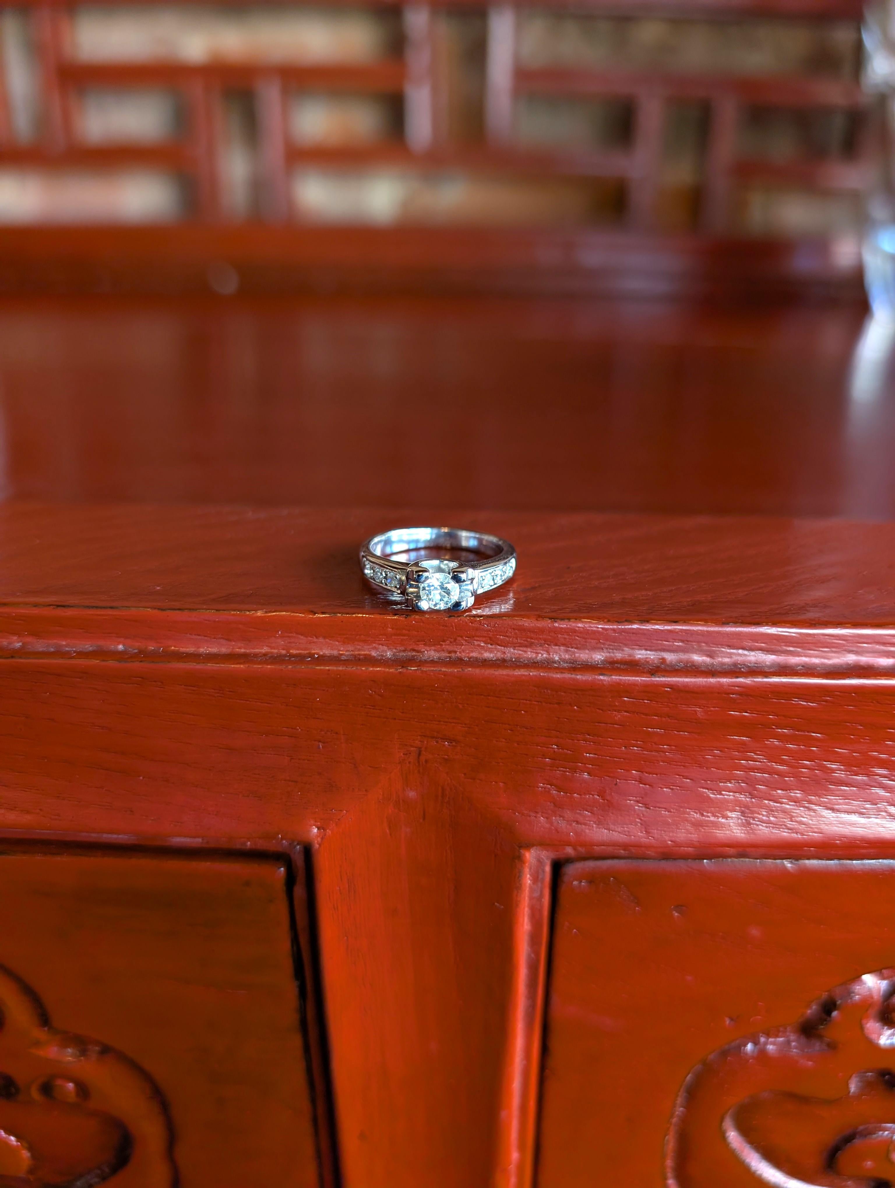Anello di diamanti d'epoca Cartier 18k per il fidanzamento in oro bianco massiccio, firmato taglia 6 US in vendita 4