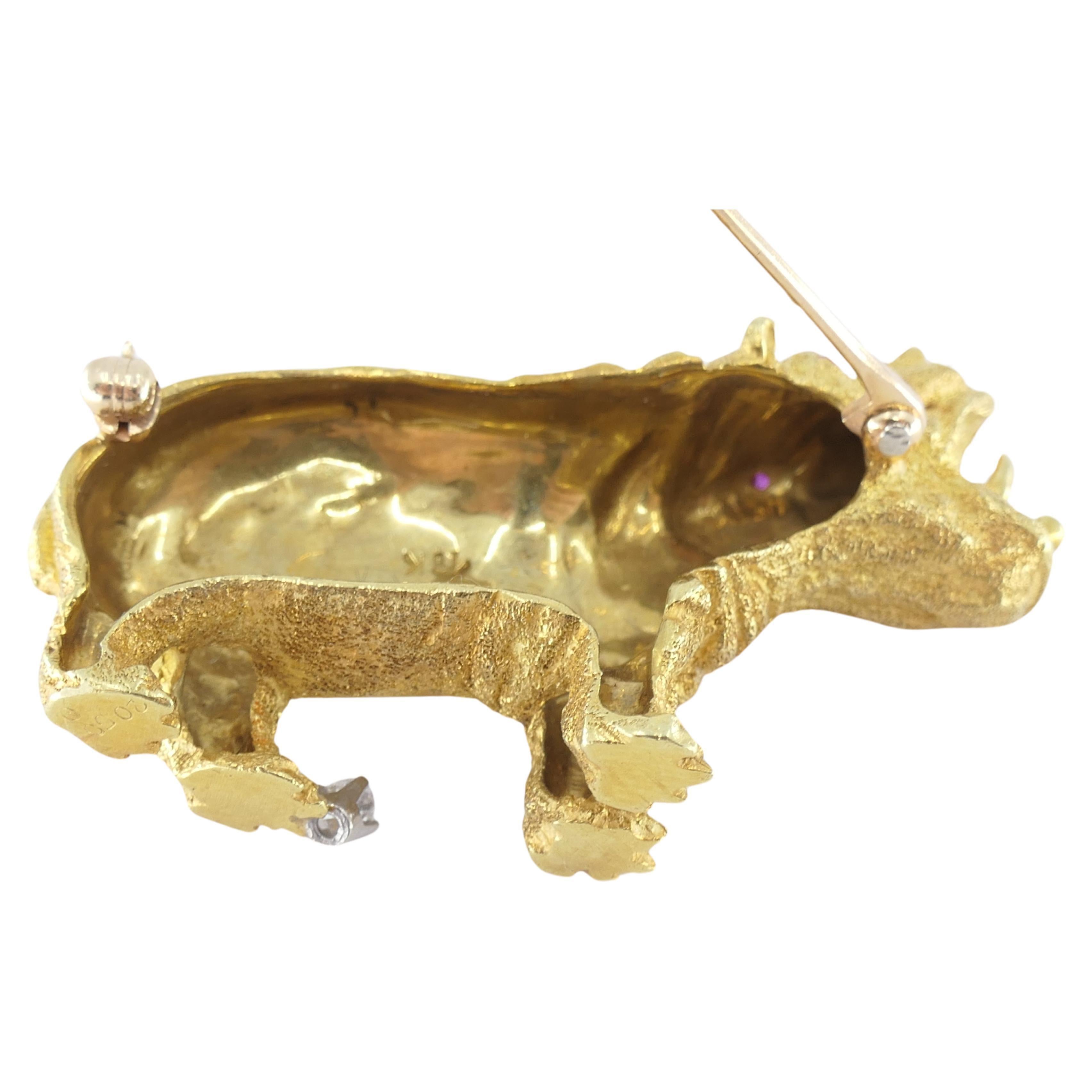 Broche vintage Cartier de oro de 18 quilates Hipopótamo en venta 2