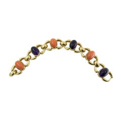 Vintage Cartier 18k Gold Coral Amethyst Bracelet