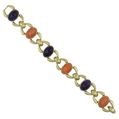 Vintage Cartier 18k Gold Coral Amethyst Bracelet