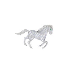 Vintage Cartier 18k Gold Diamond and Emerald Horse Brooch
