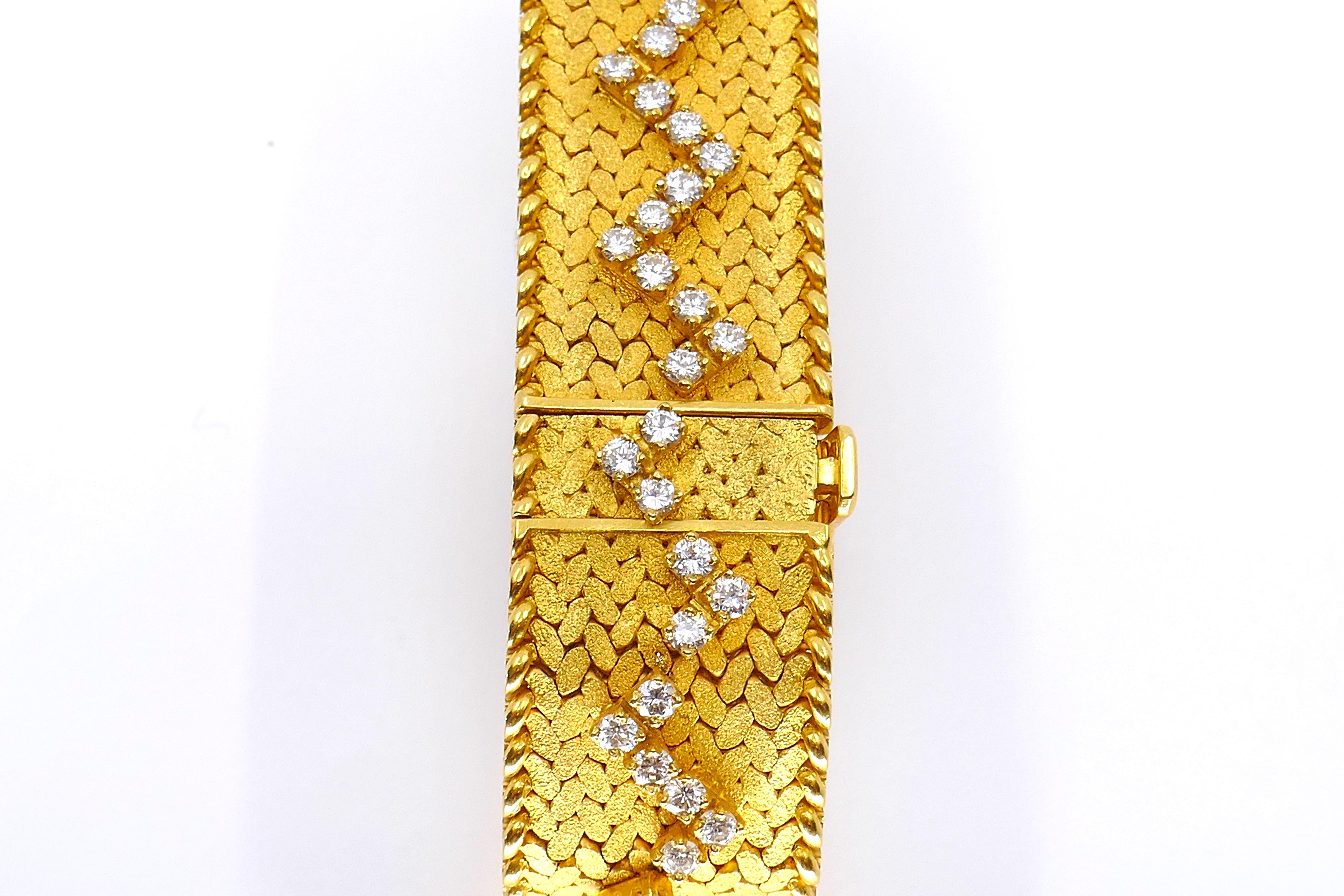 Vintage Cartier 18k Gold Diamond Braided Watch For Sale 4