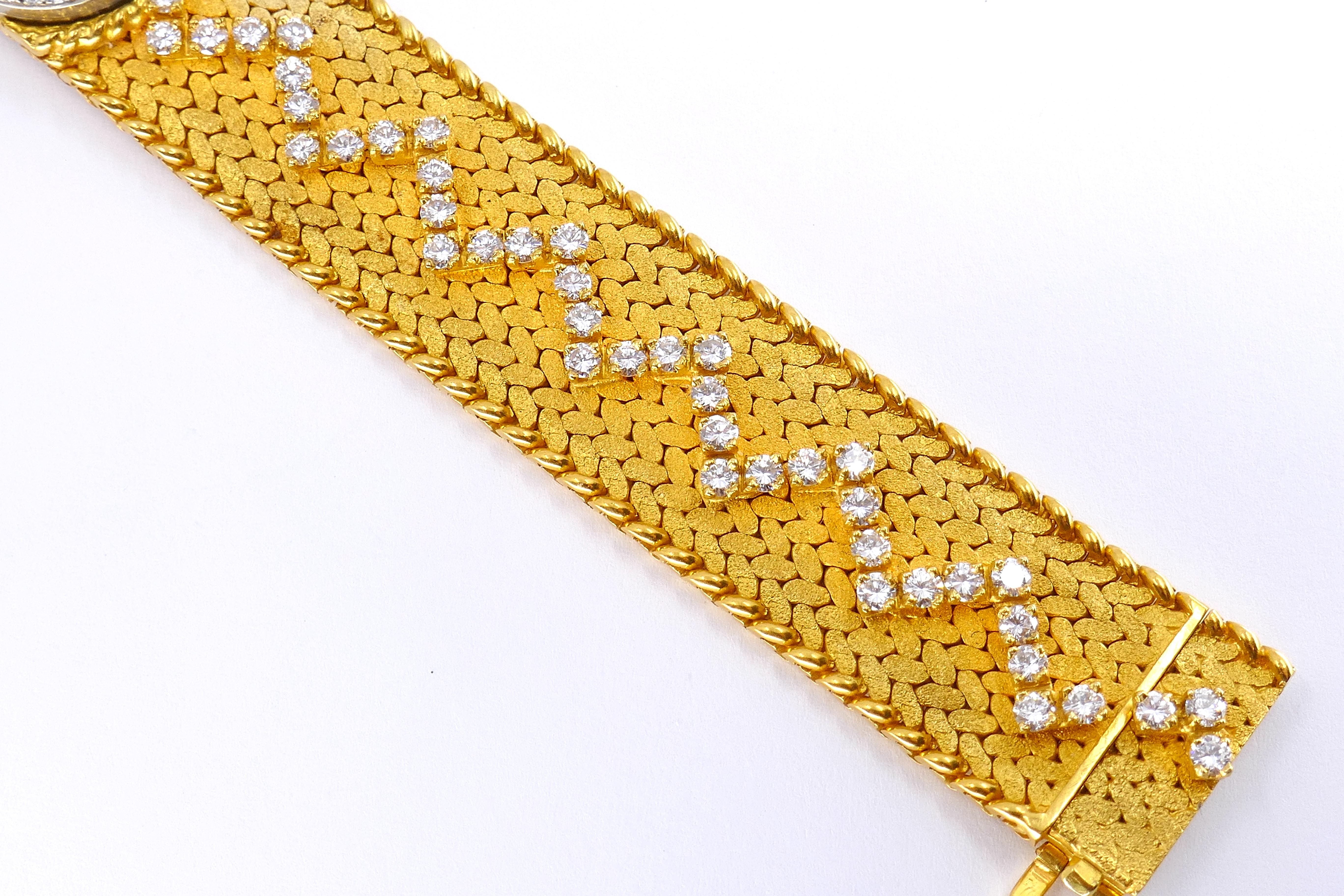 Vintage Cartier 18k Gold Diamond Braided Watch For Sale 9