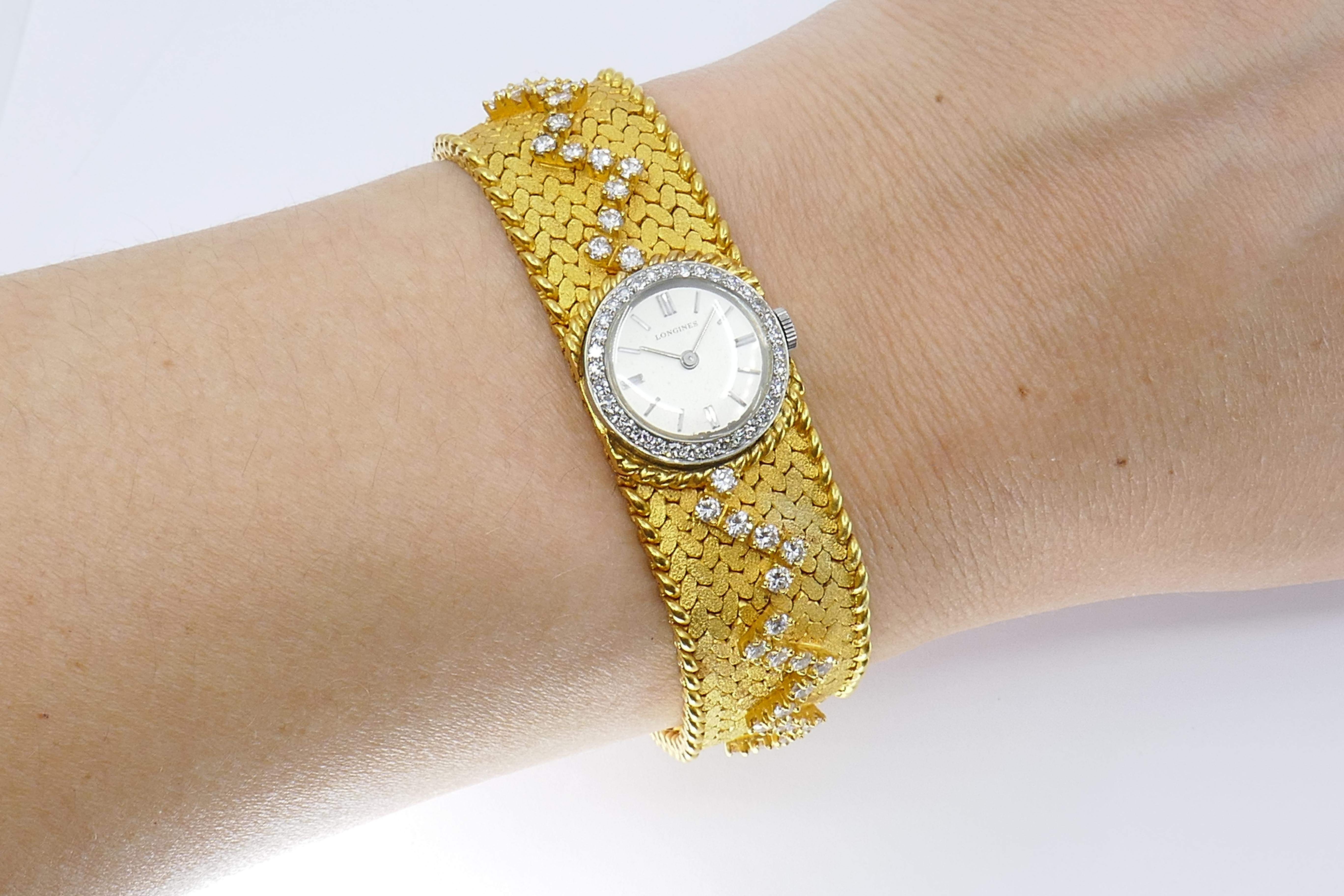 Vintage Cartier 18 Karat Gold Diamant geflochtene Uhr im Angebot 11