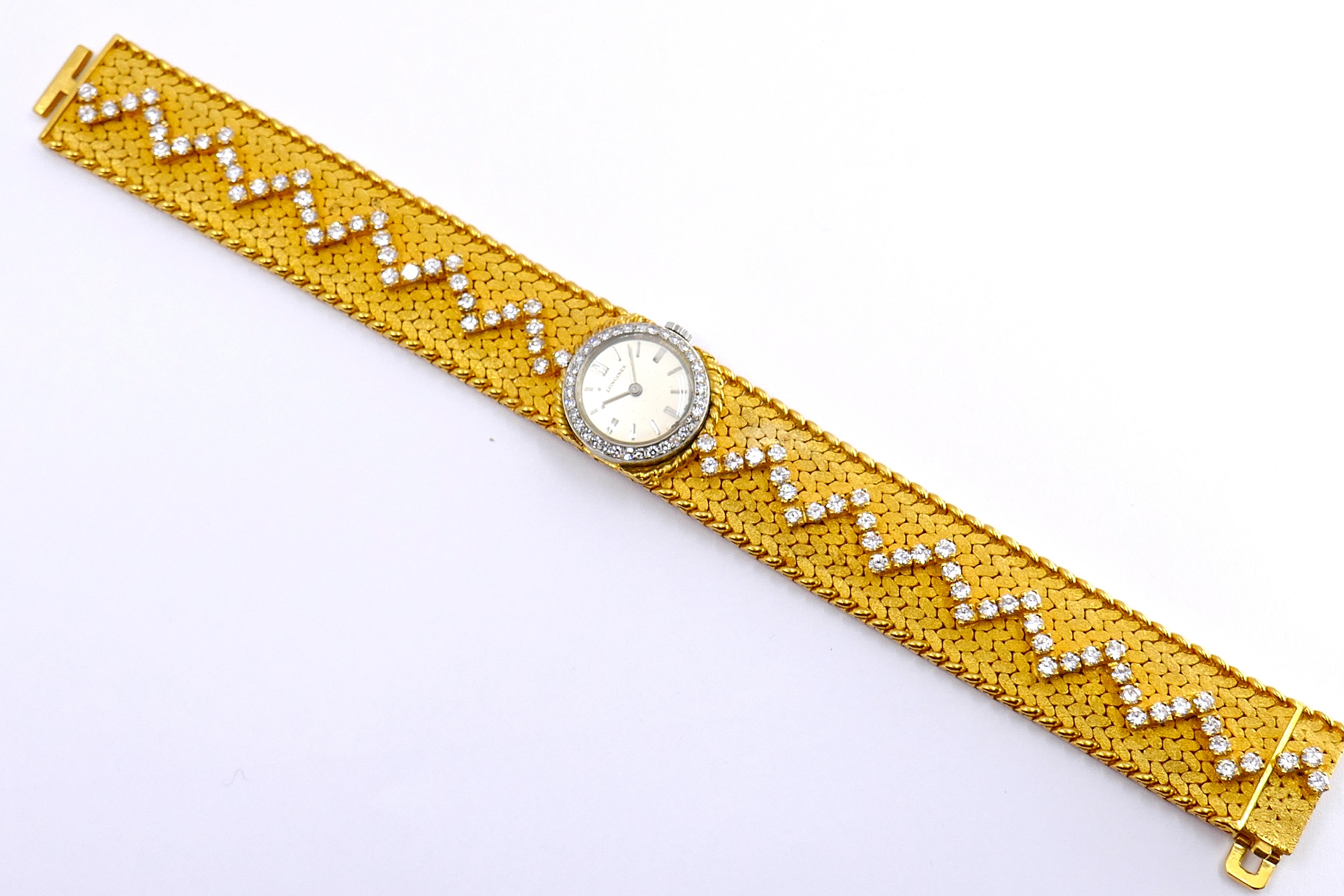 Vintage Cartier 18 Karat Gold Diamant geflochtene Uhr im Angebot 3
