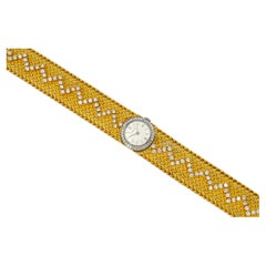 Retro Cartier 18k Gold Diamond Braided Watch