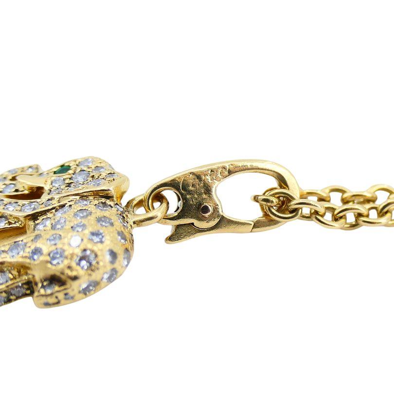 Vintage Cartier 18k Gold Diamond Emerald Elephant Pendant Necklace 1