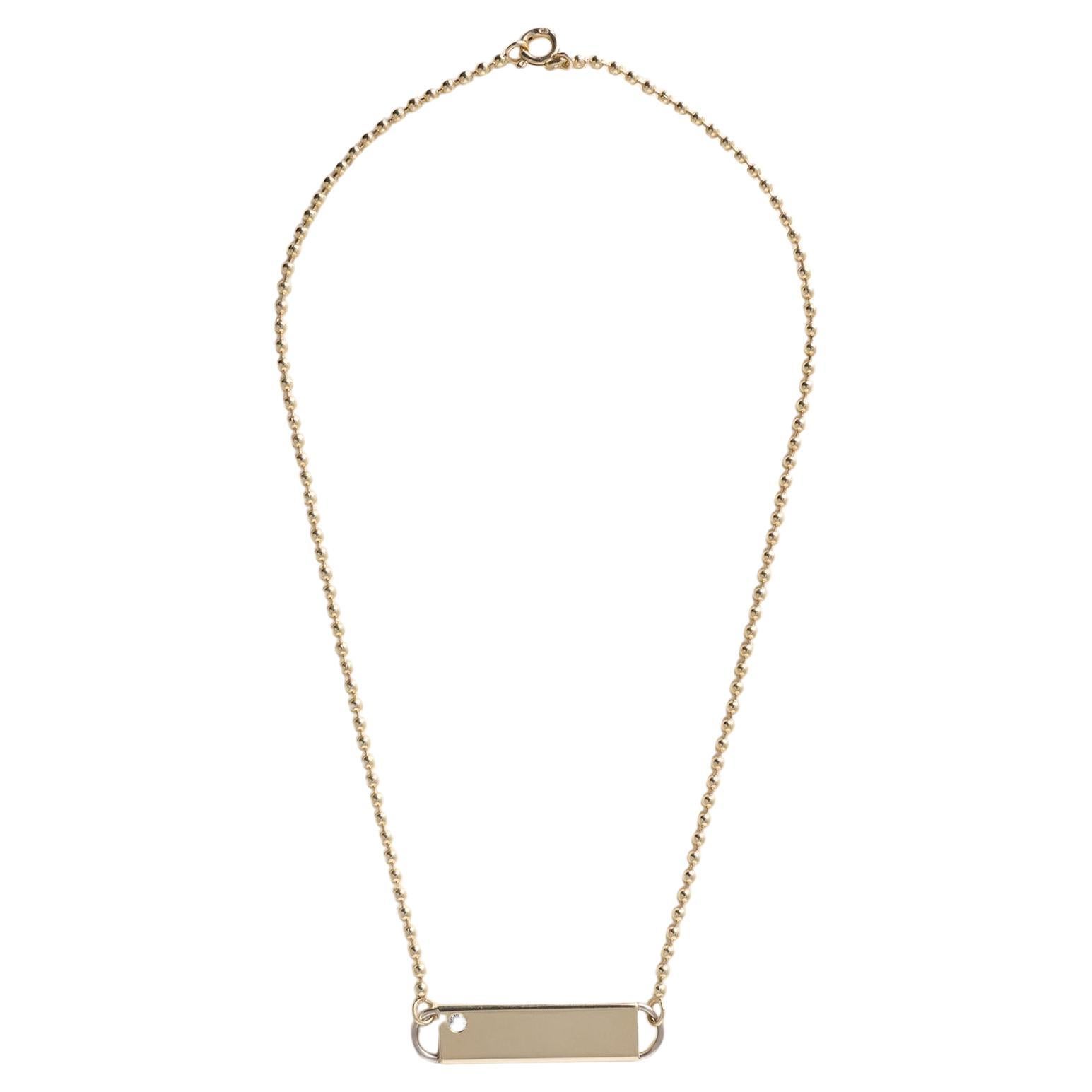 Vintage Cartier Gold 18K Diamond ID Bar Necklace