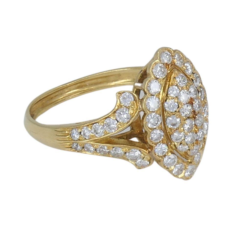 Vintage Cartier 18k Gold Diamond Marquise Cluster Ring In Good Condition For Sale In Beverly Hills, CA