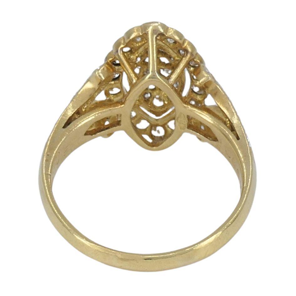 Vintage Cartier 18k Gold Diamond Marquise Cluster Ring For Sale 2