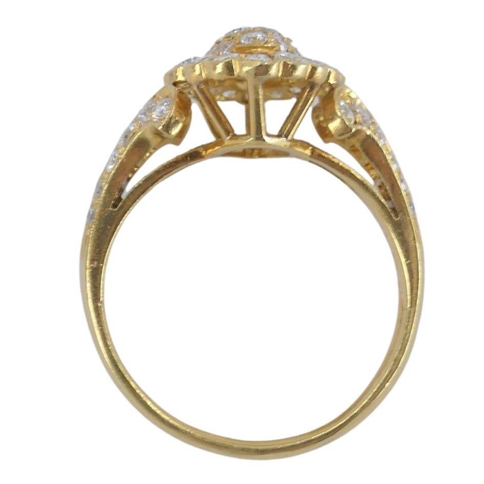Vintage Cartier 18k Gold Diamond Marquise Cluster Ring For Sale 3