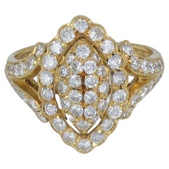 Vintage Cartier 18k Gold Diamond Marquise Cluster Ring