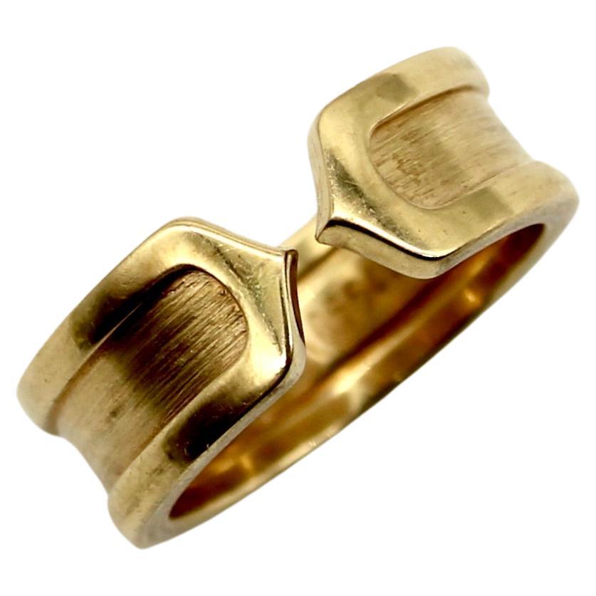 Vintage Cartier 18K Gold Double C Ring circa 2000 For Sale