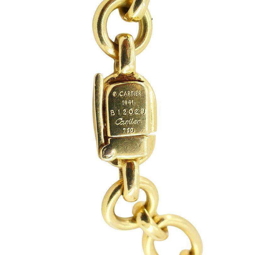 Vintage Cartier 18k Gold Emerald Lion Leo Pendant Chain Necklace For Sale 5