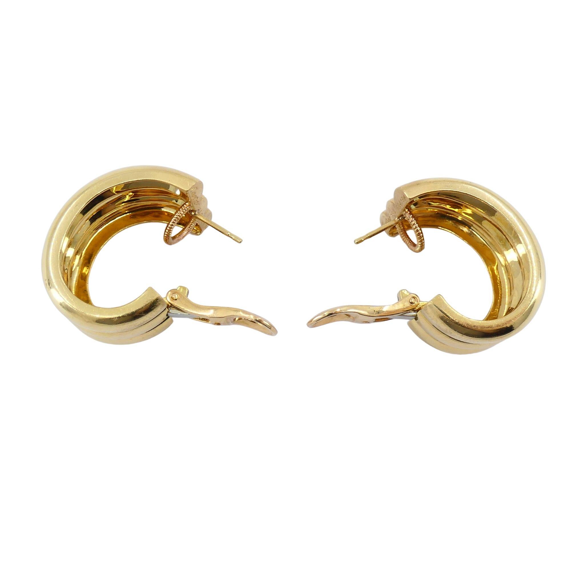 Pendientes de aro vintage Cartier de oro de 18 quilates en venta 6