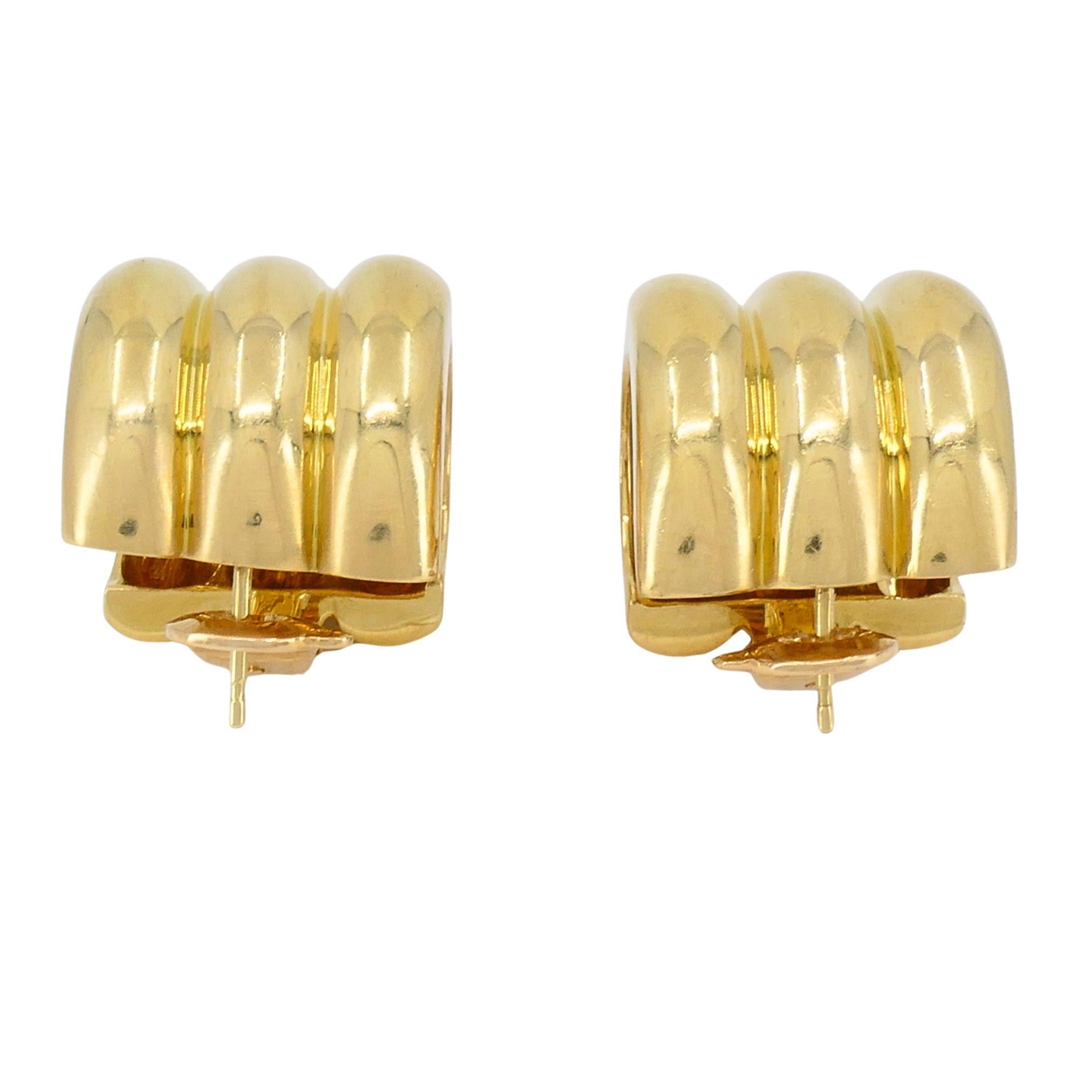 Pendientes de aro vintage Cartier de oro de 18 quilates en venta 1