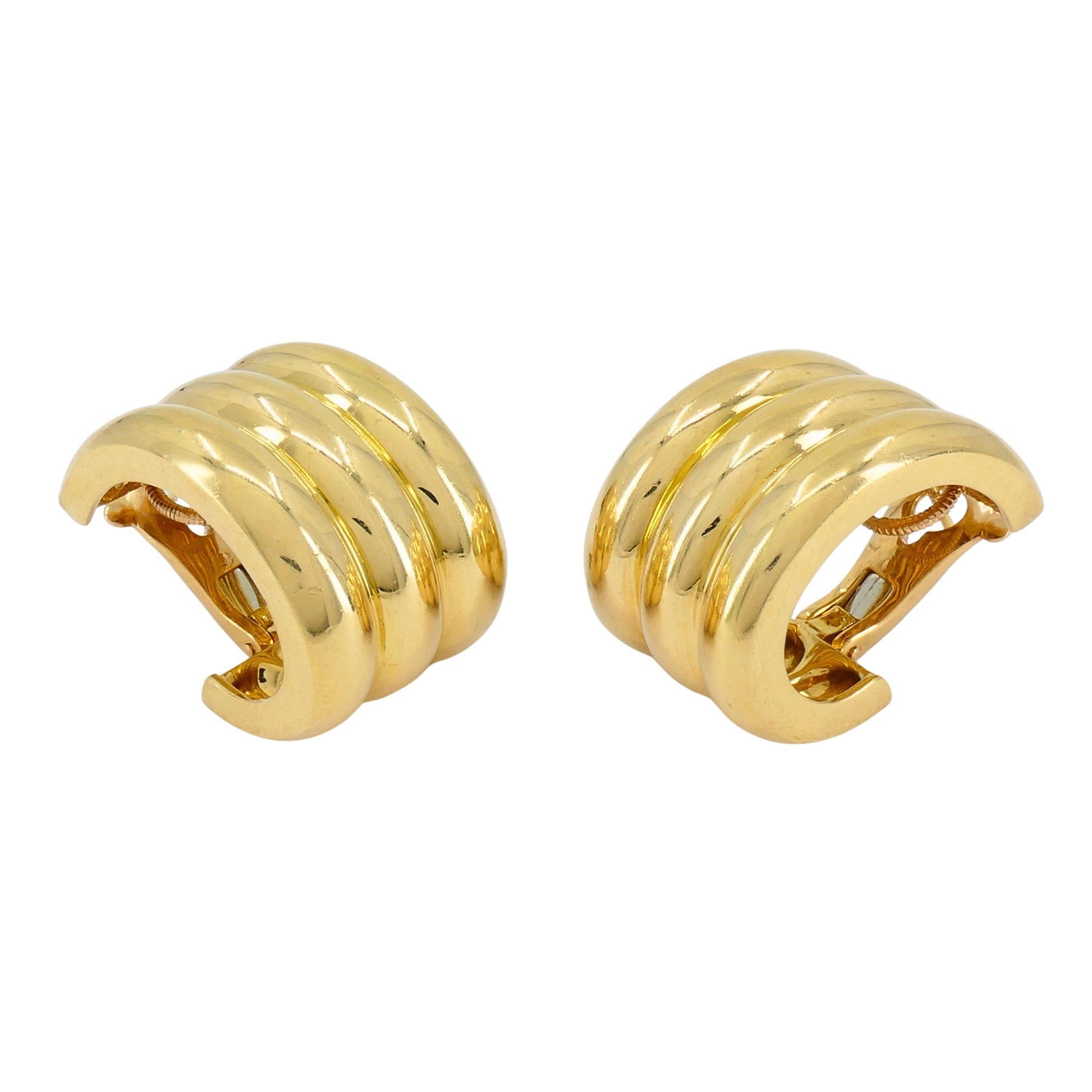 Pendientes de aro vintage Cartier de oro de 18 quilates en venta 2