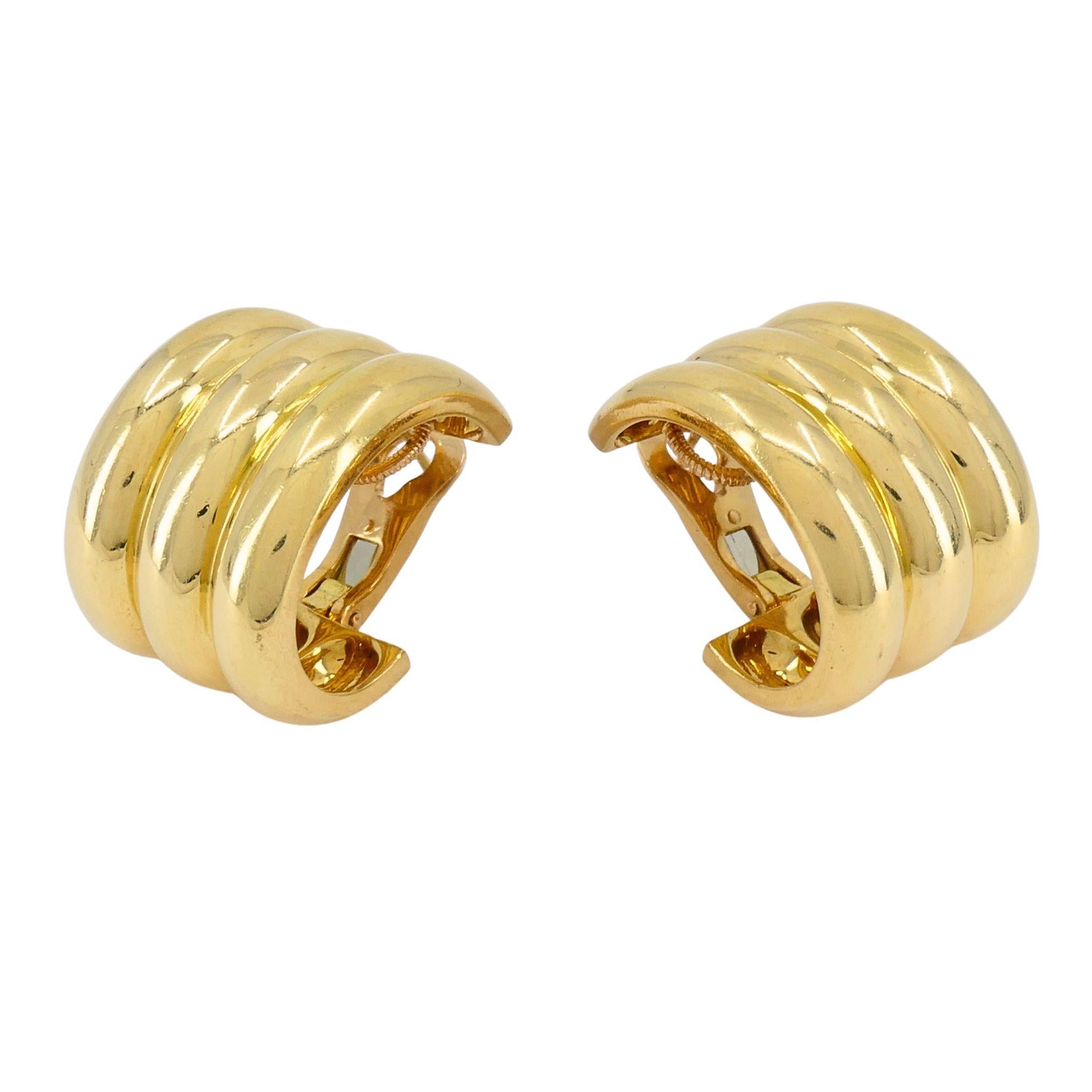 Pendientes de aro vintage Cartier de oro de 18 quilates en venta 3
