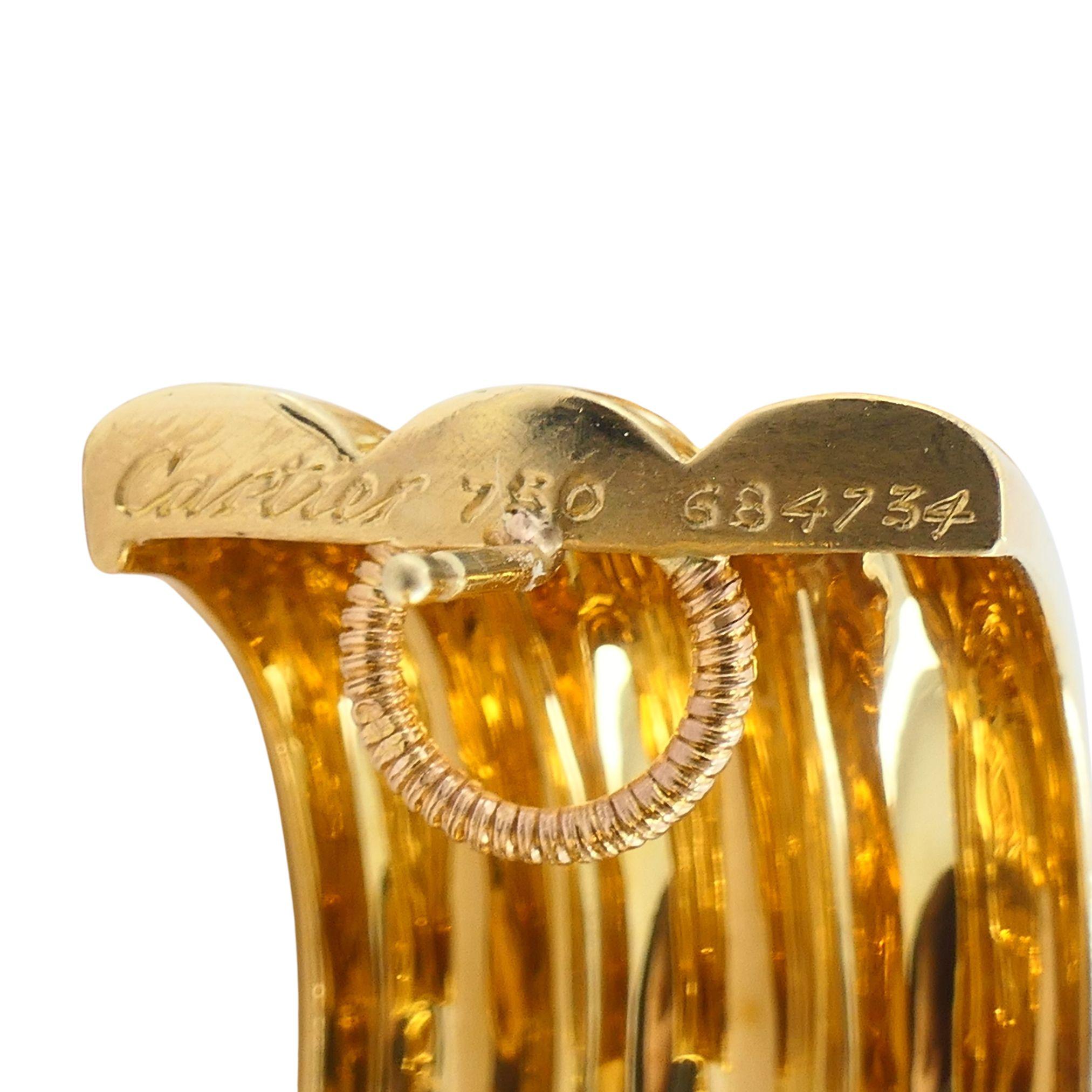 Pendientes de aro vintage Cartier de oro de 18 quilates en venta 5