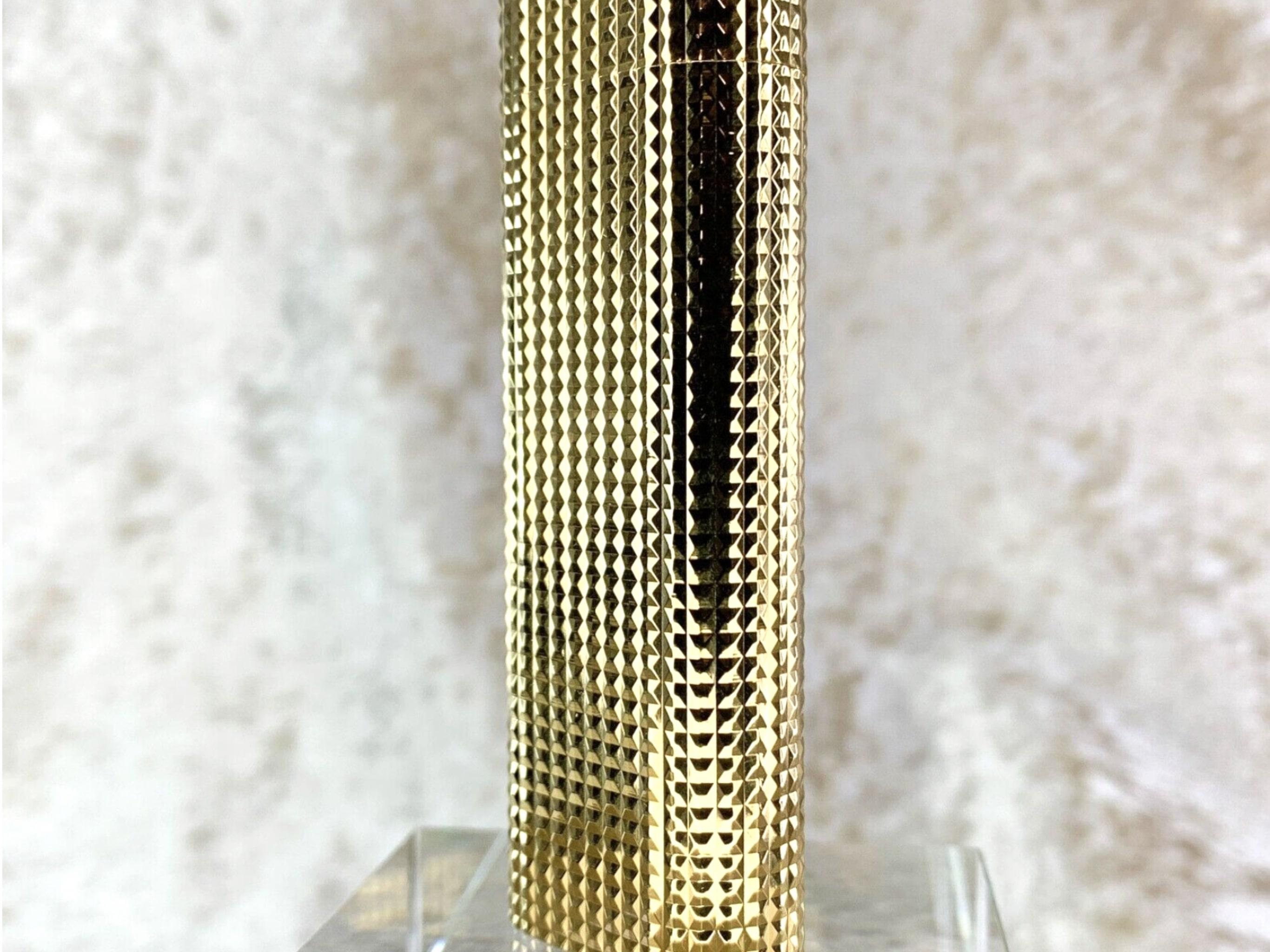 Vintage Cartier 18k Gold Plated Pyramid Cut lighter, Circa 1980 In Excellent Condition In New York, NY