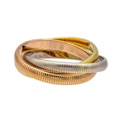 Vintage Cartier 18K Gold gerippter Trinity Rolling Band Ring Größe 6,5 Circa 1980er Jahre