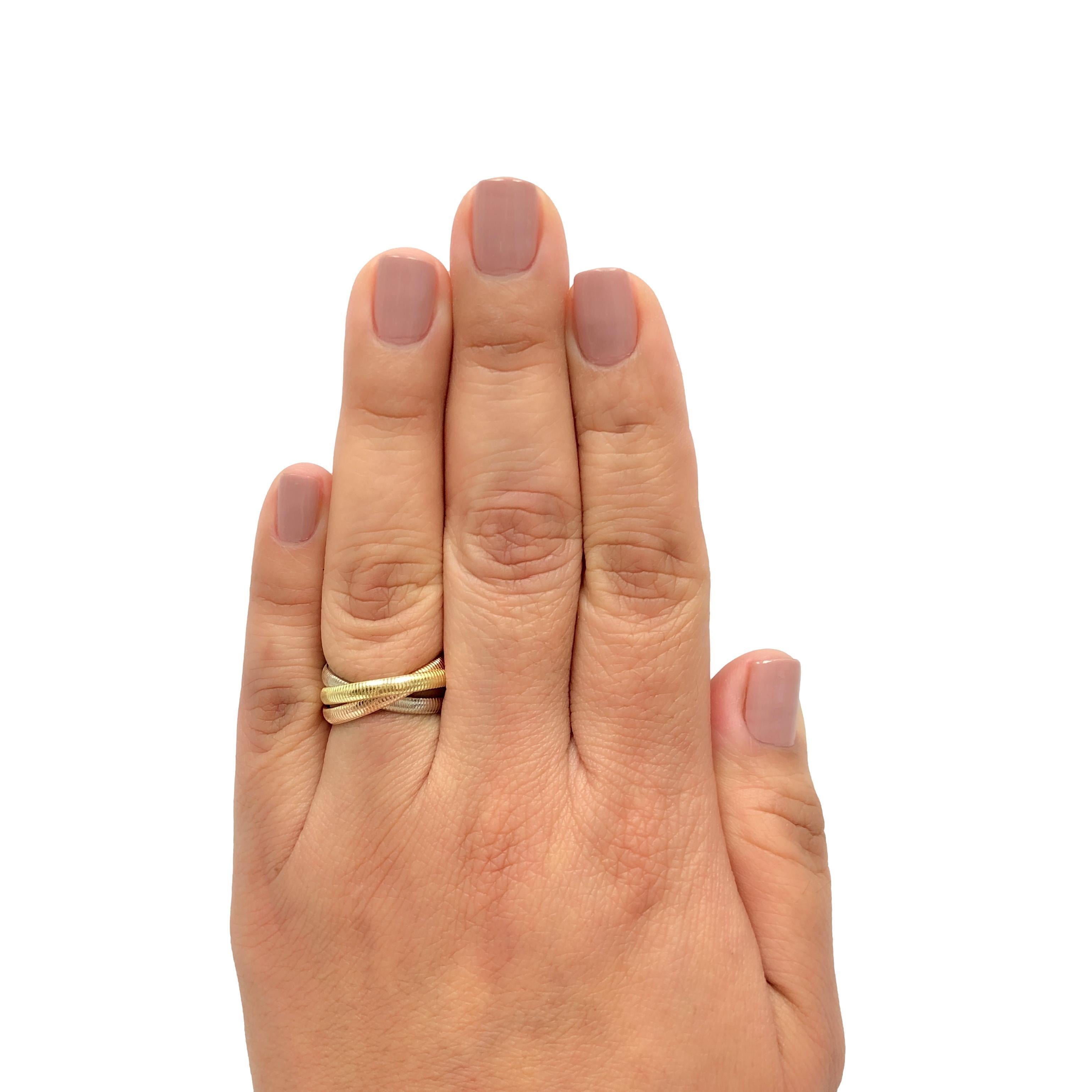 Vintage Cartier 18K Gold Ribbed Trinity Rolling Band Ring Size 6.5 Circa 1980's 1