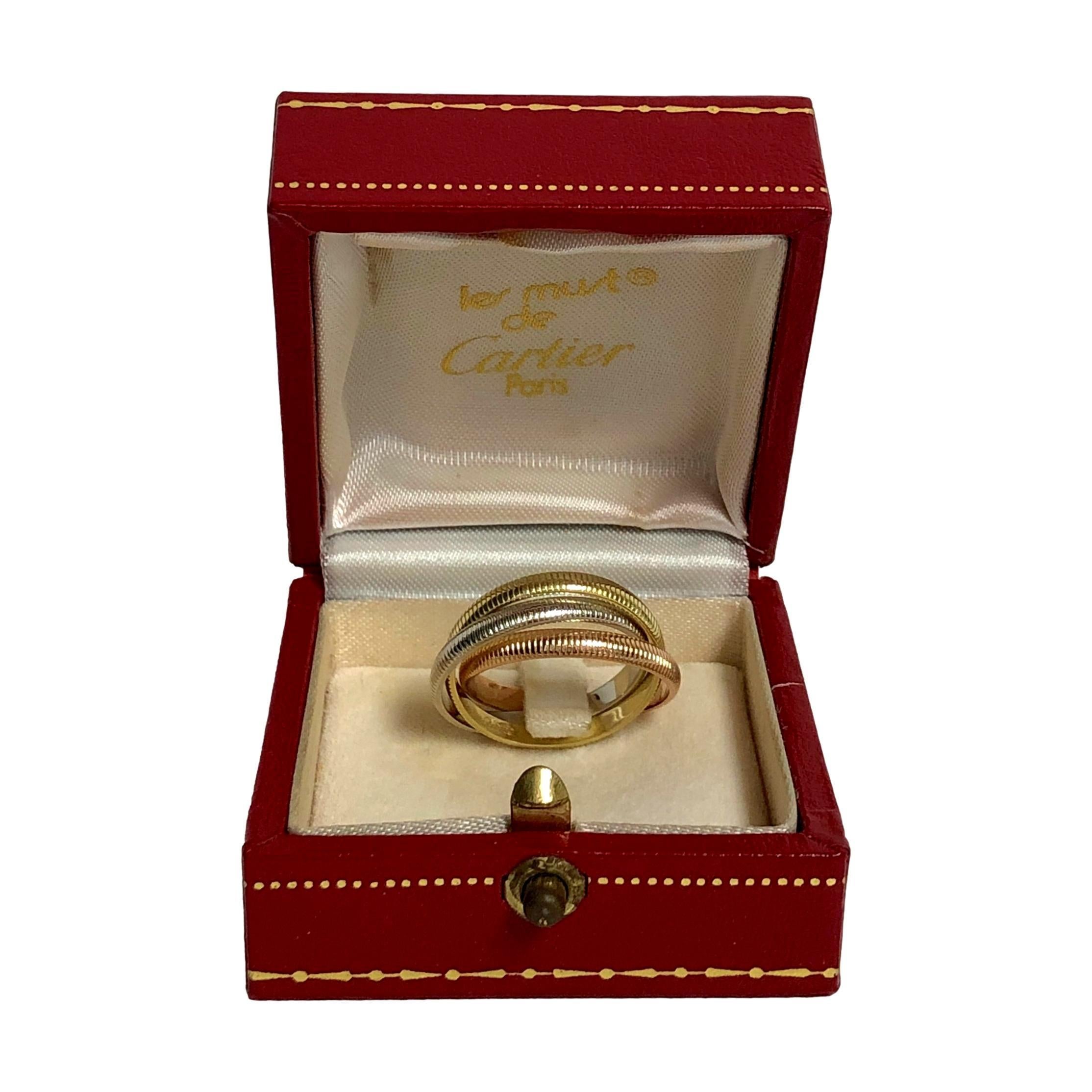 Vintage Cartier 18K Gold Ribbed Trinity Rolling Band Ring Size 6.5 Circa 1980's 2