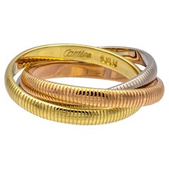 Vintage Cartier 18K Gold Ribbed Trinity Rolling Band Ring Size 6.5 Circa 1980's