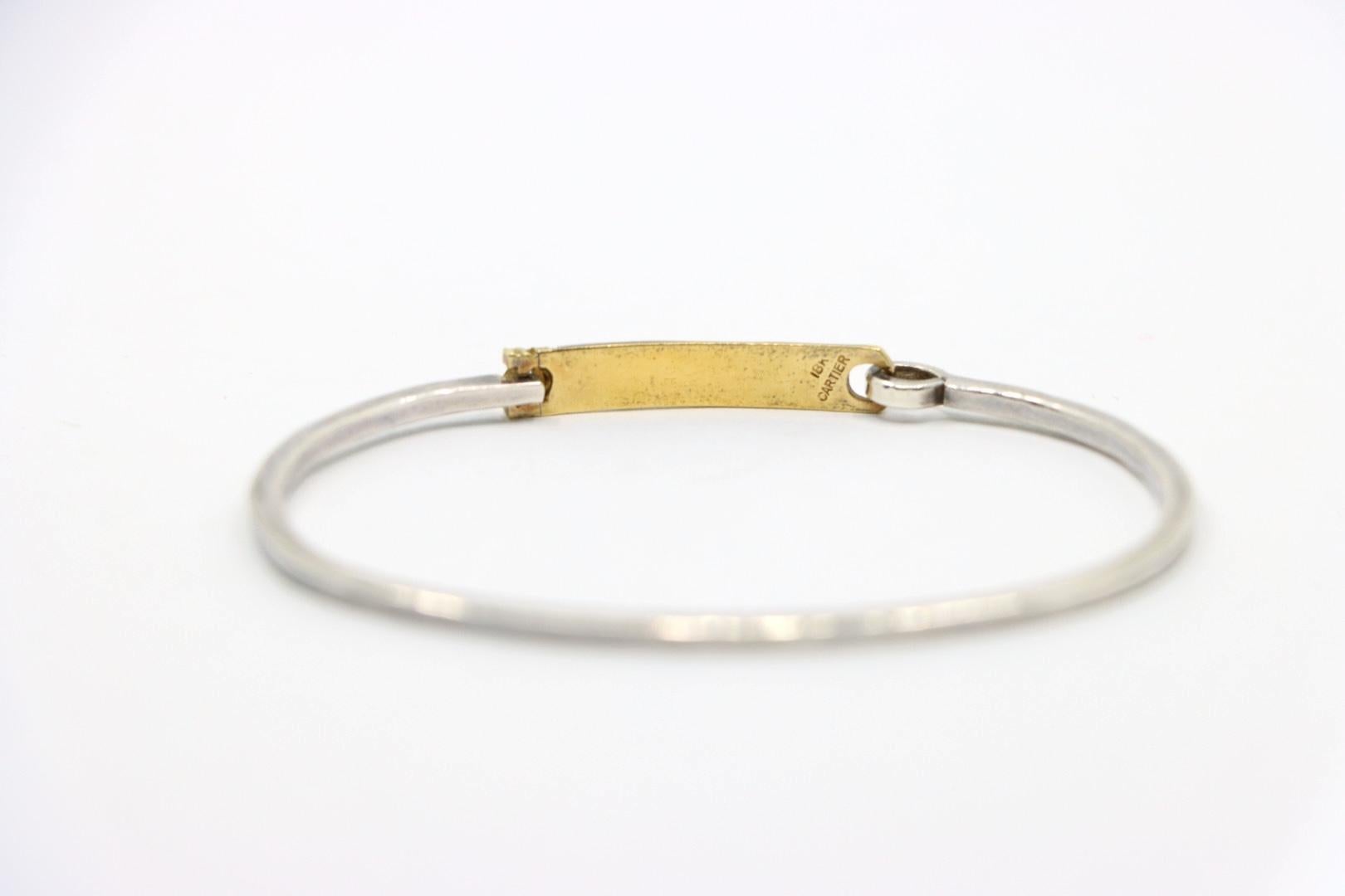 Women's or Men's Vintage Cartier 18K Gold & Silver Bangle Bracelet