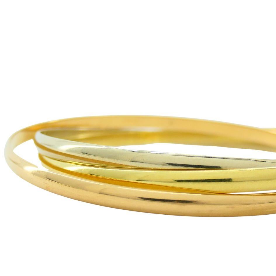 Vintage Cartier 18k Gold Trinity Bangle Bracelet For Sale 8