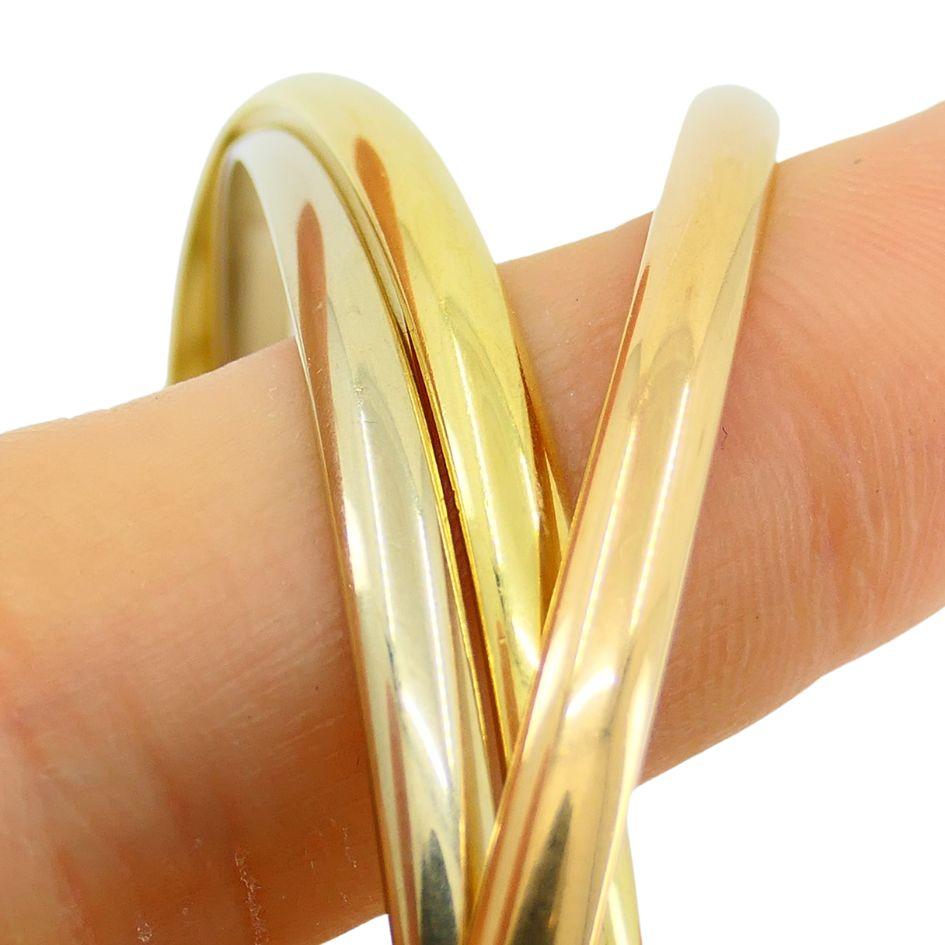 Vintage Cartier 18k Gold Trinity Bangle Bracelet For Sale 10