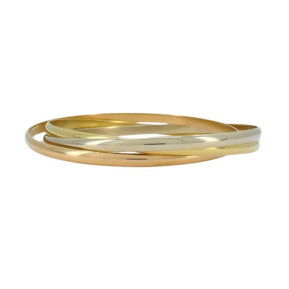 Vintage Cartier 18k Gold Trinity Bangle Bracelet In Good Condition For Sale In Beverly Hills, CA