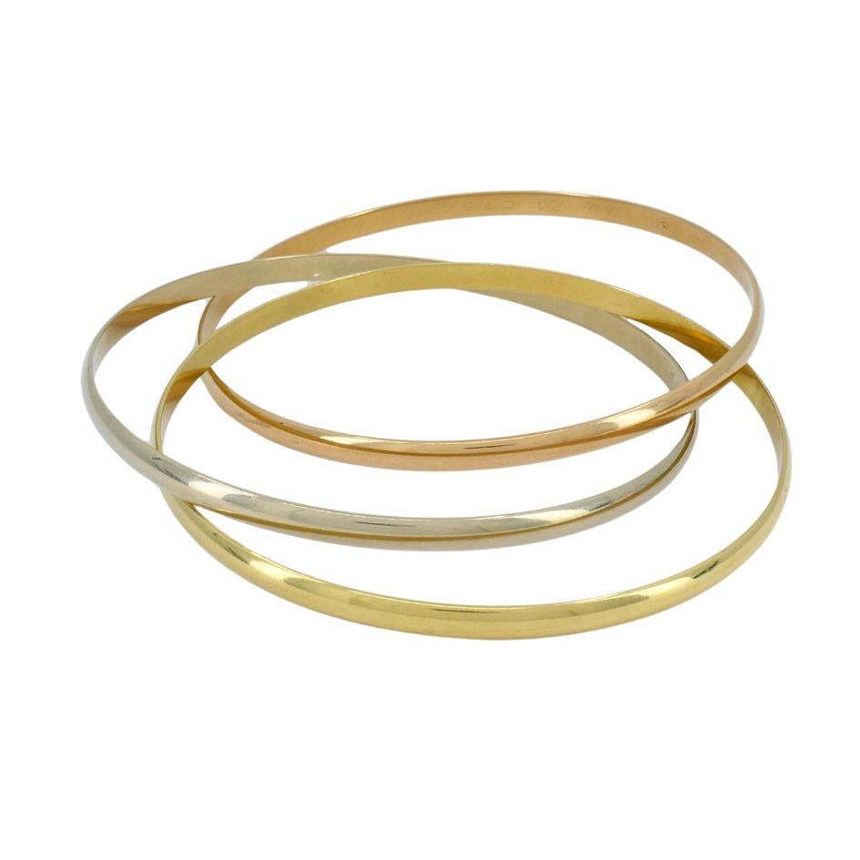 Vintage Cartier 18k Gold Trinity Bangle Bracelet For Sale 2