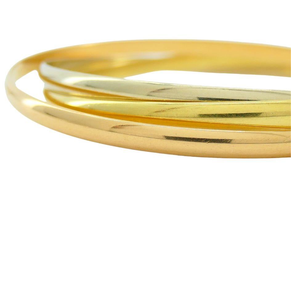 Vintage Cartier 18k Gold Trinity Bangle Bracelet For Sale 5