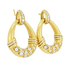 Vintage Cartier 18k Gold Trinity Diamond Mini Doorknocker Earrings