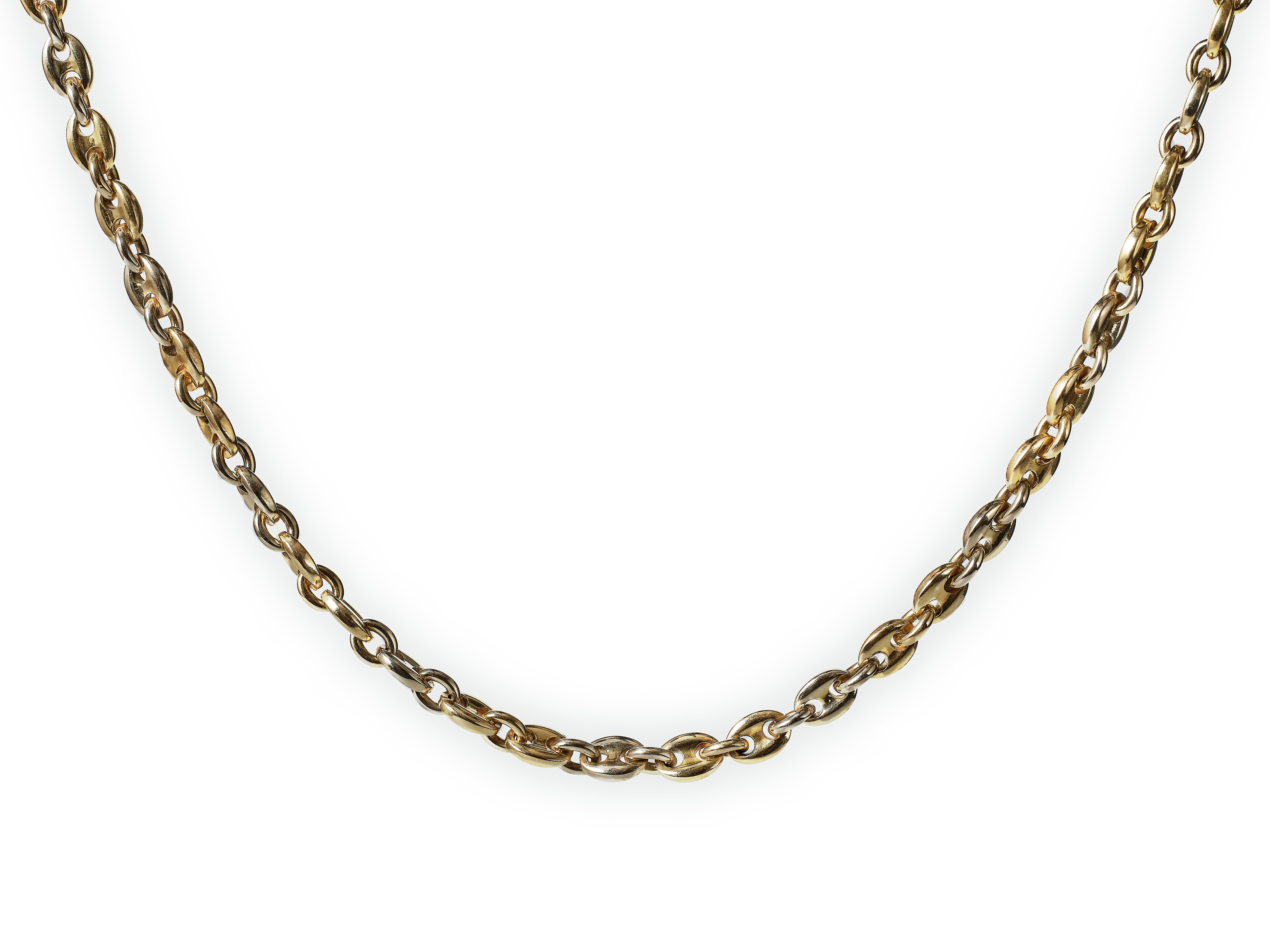 Women's or Men's Cartier 18k Gold Two Tone Mariner Link Necklace