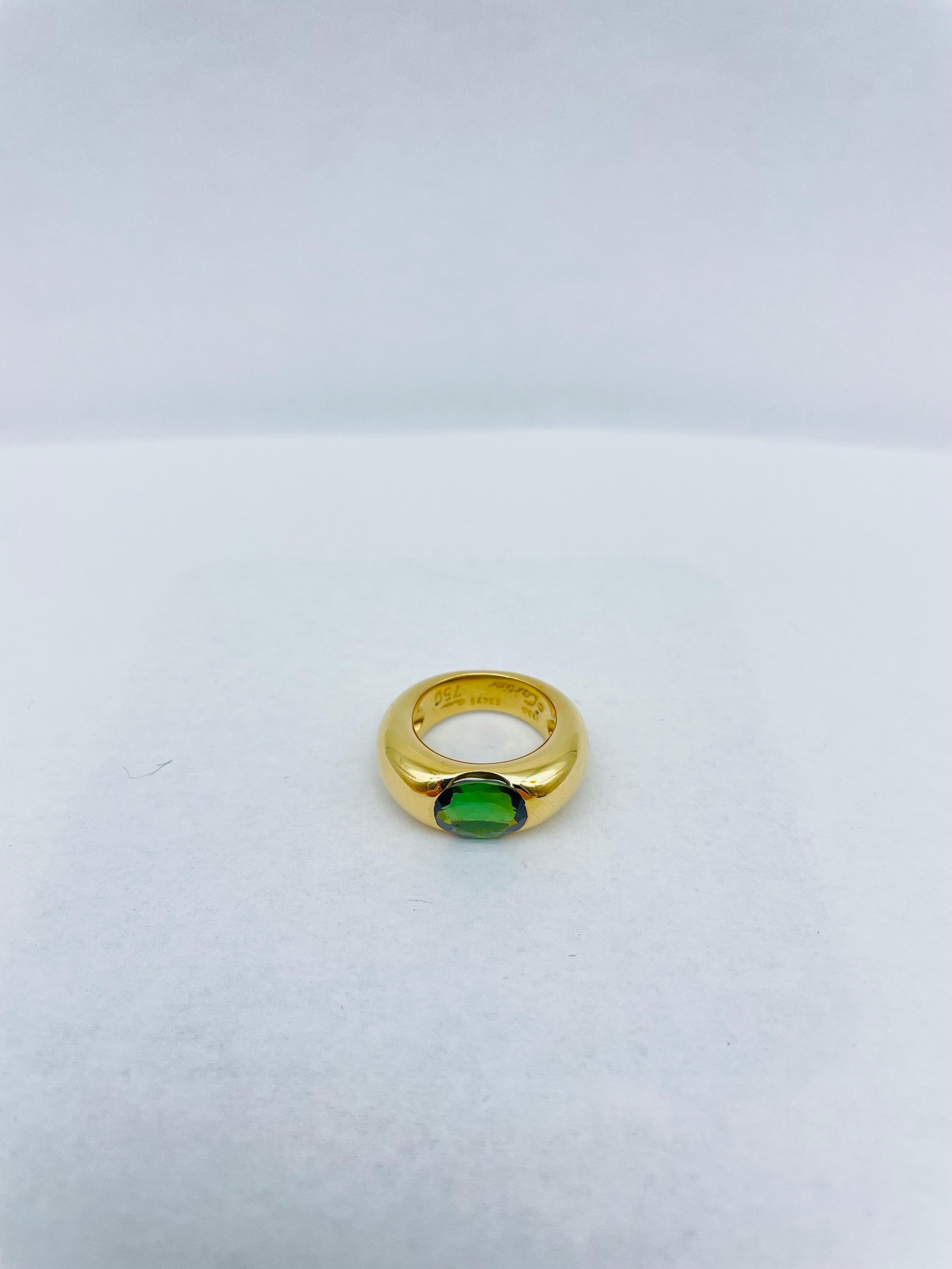 Oval Cut Vintage Cartier 18k Ring, Big Ellipse with Tourmaline